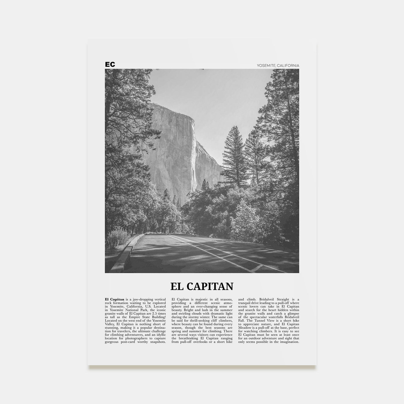 El Capitan Travel B&W Poster