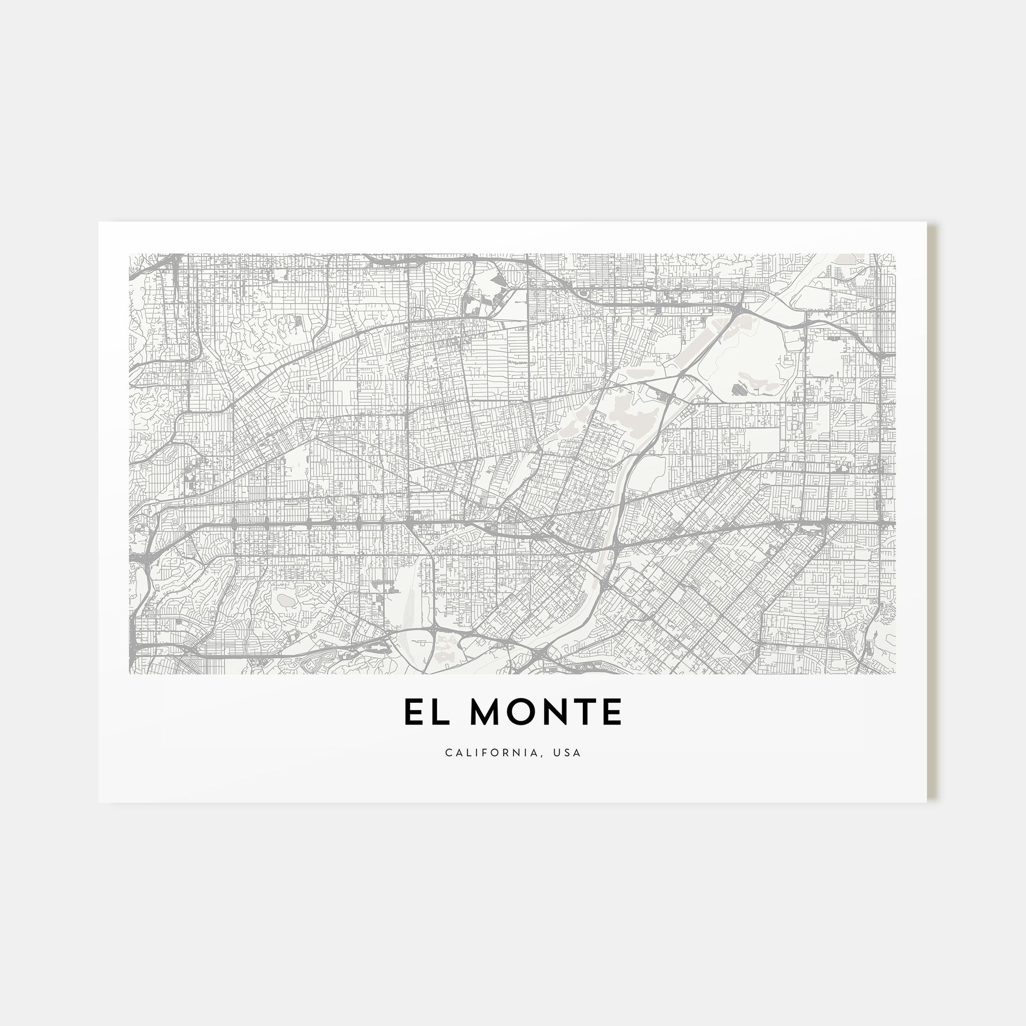 El Monte Map Landscape Poster