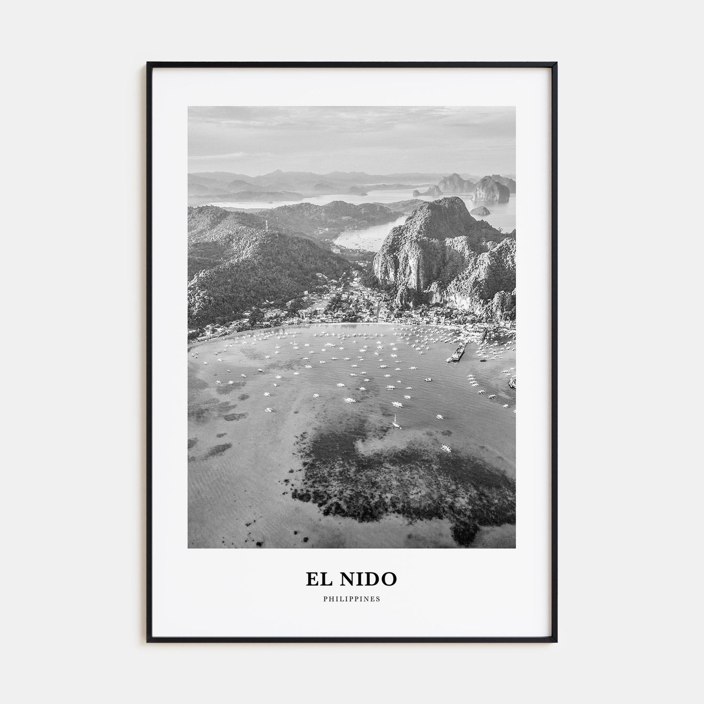 El Nido Portrait B&W Poster