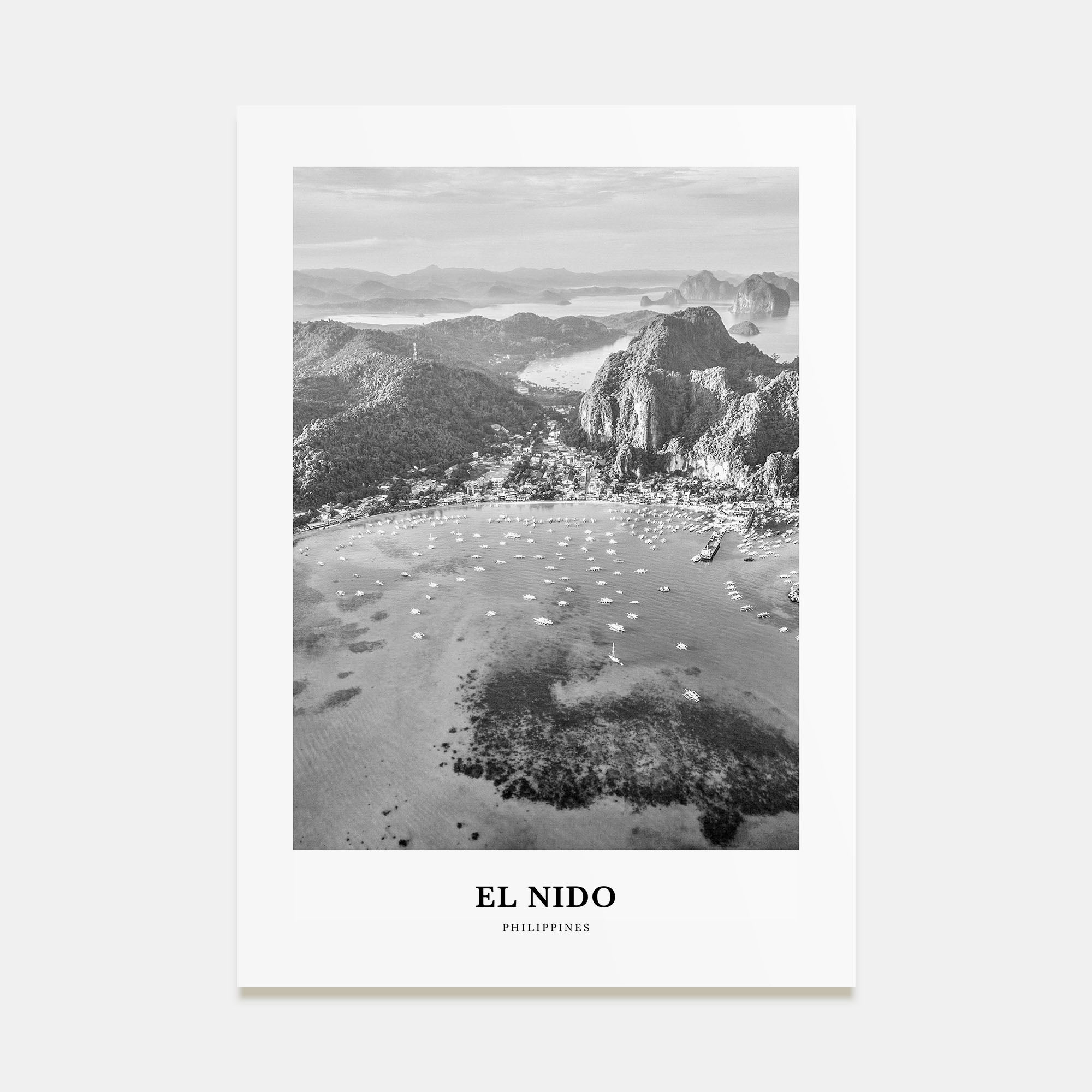 El Nido Portrait B&W Poster