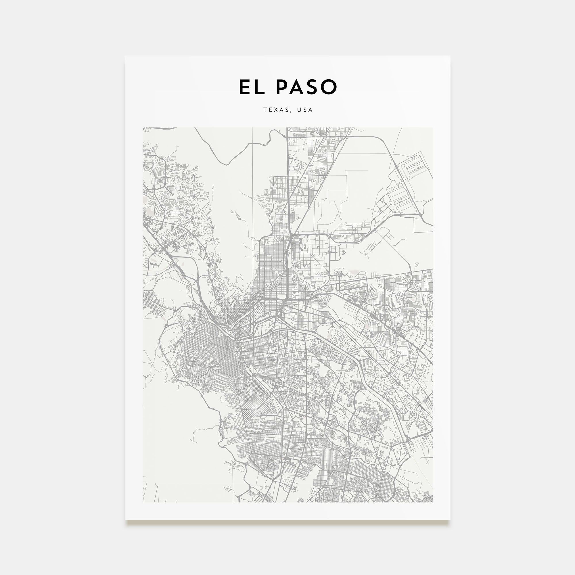 El Paso Map Portrait Poster