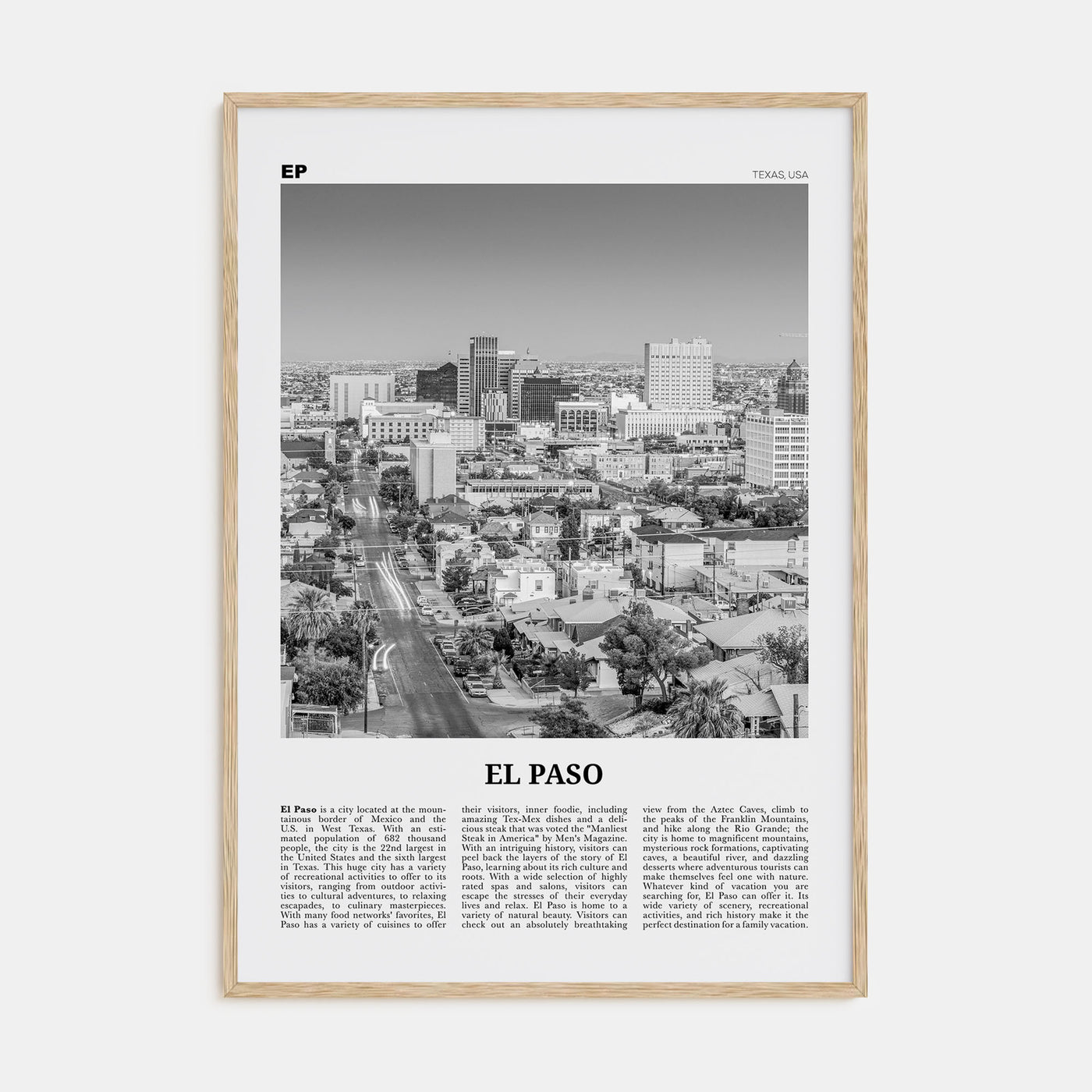 El Paso Travel B&W No 1 Poster