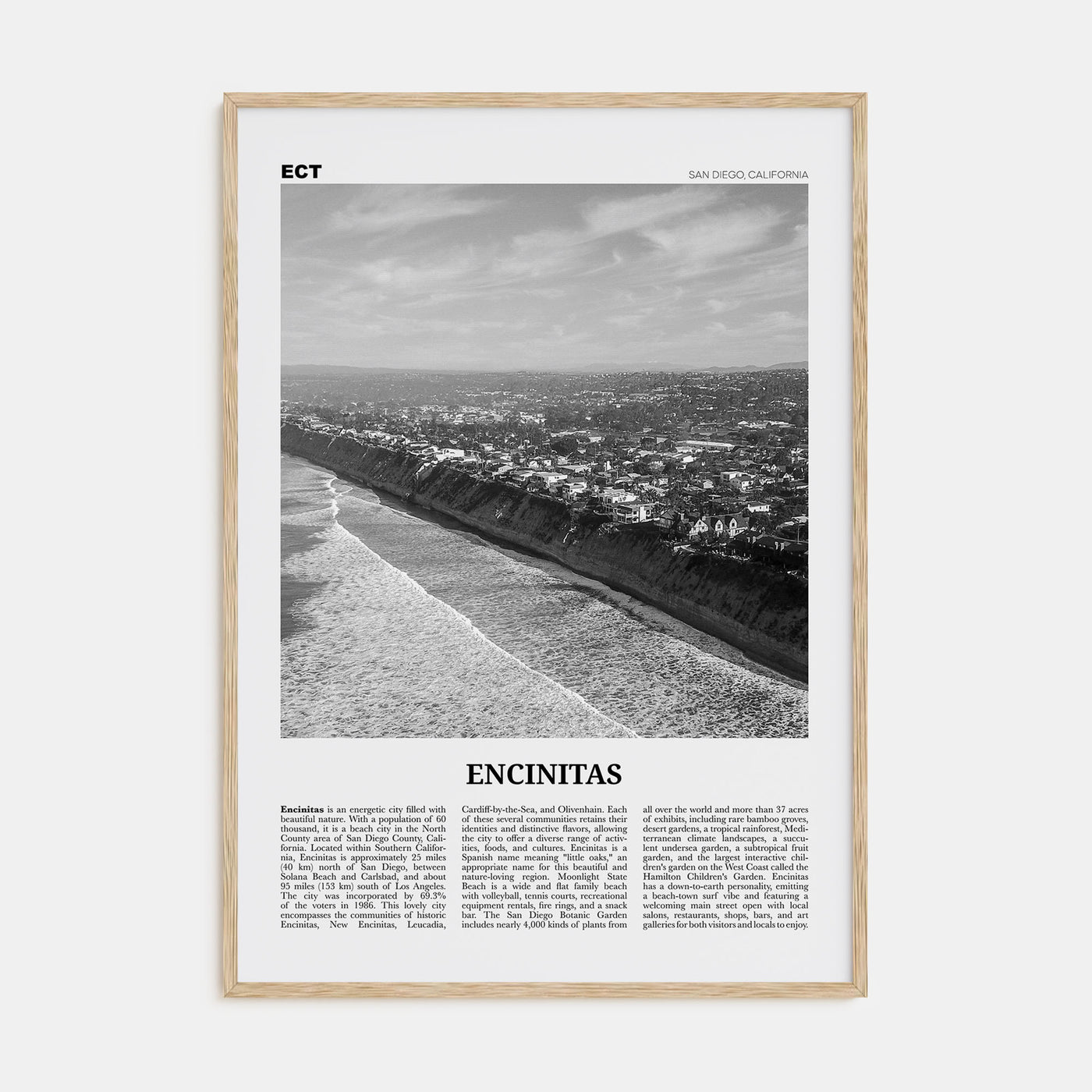 Encinitas Travel B&W No 2 Poster