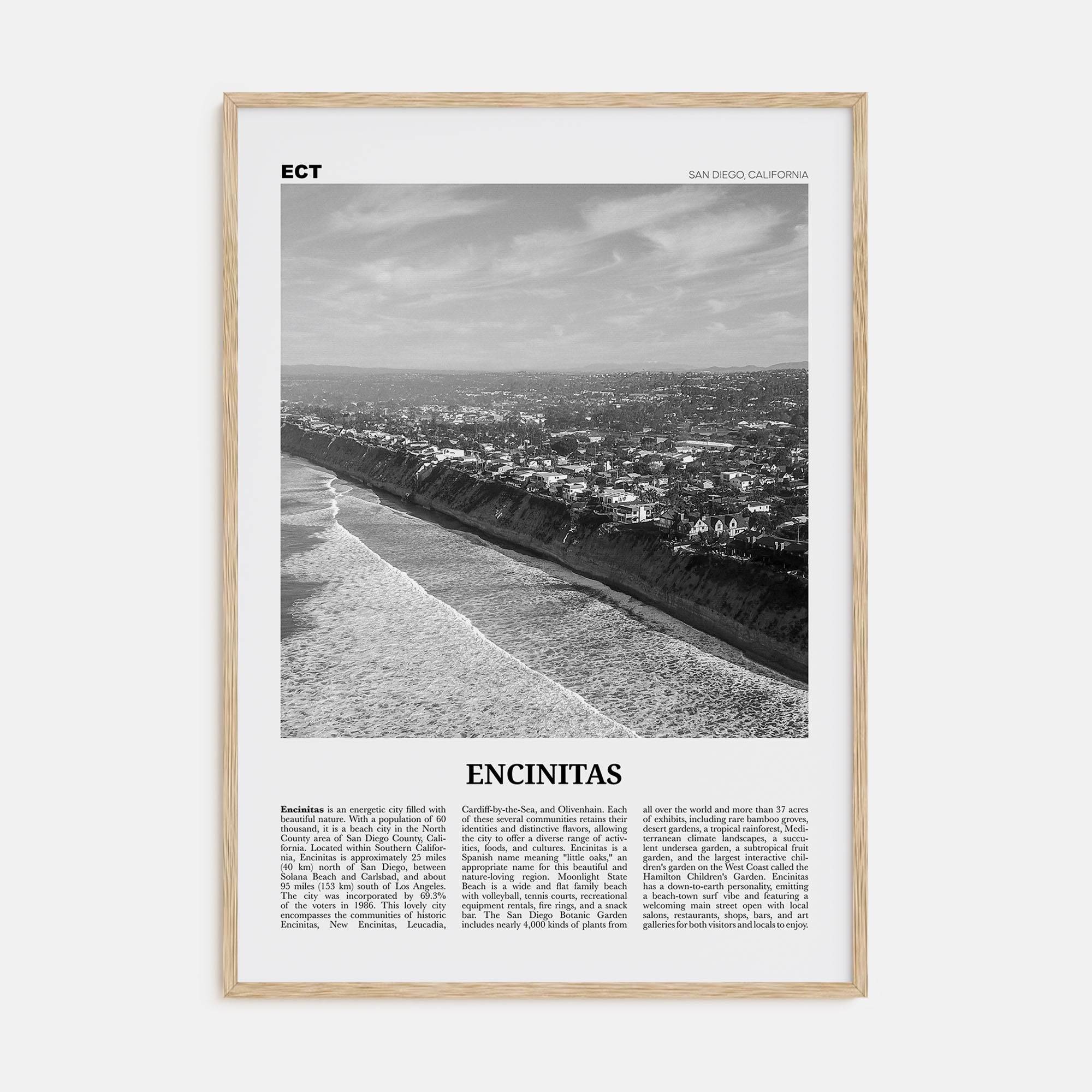 Encinitas Travel B&W No 2 Poster