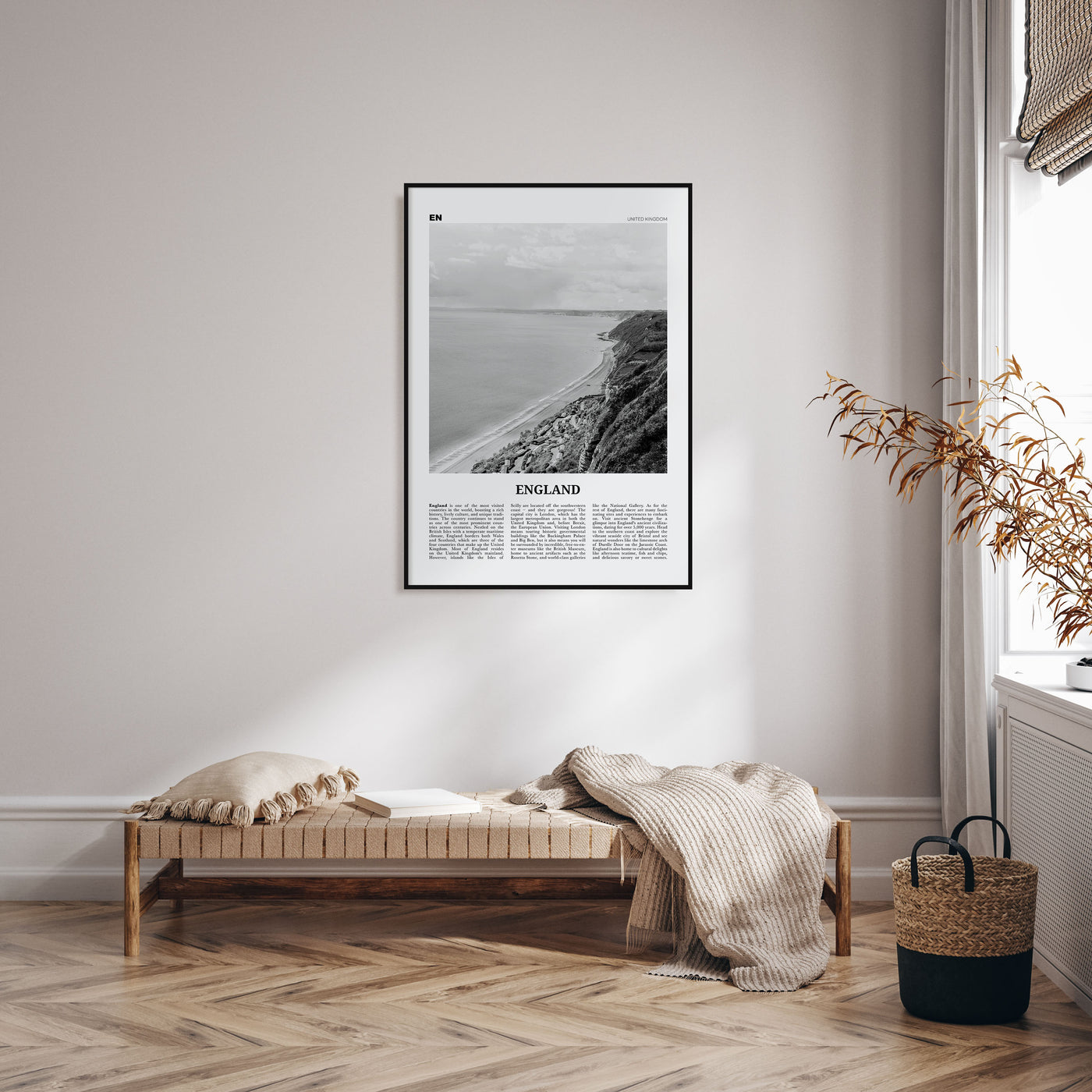 England Travel B&W Poster