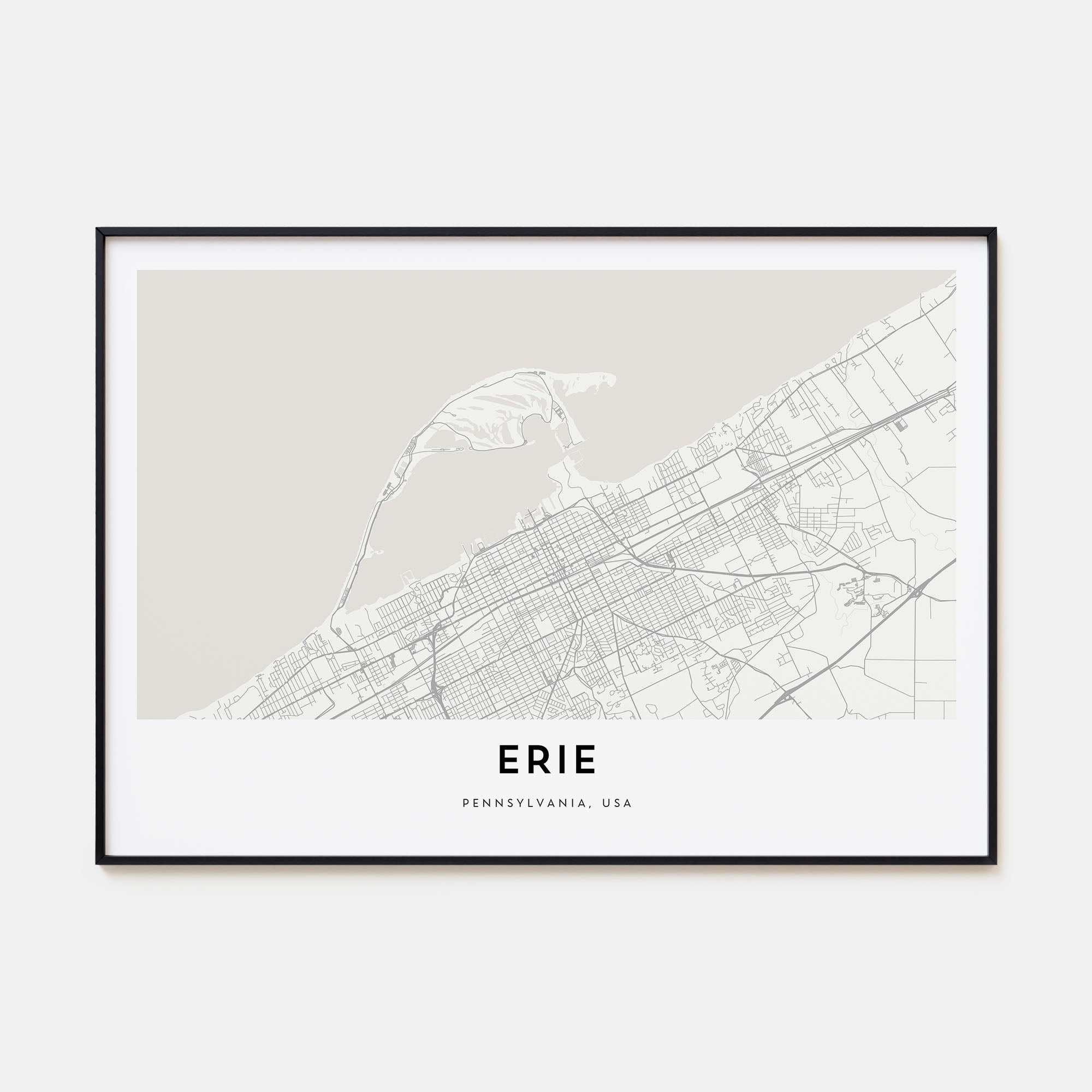 Erie Map Landscape Poster