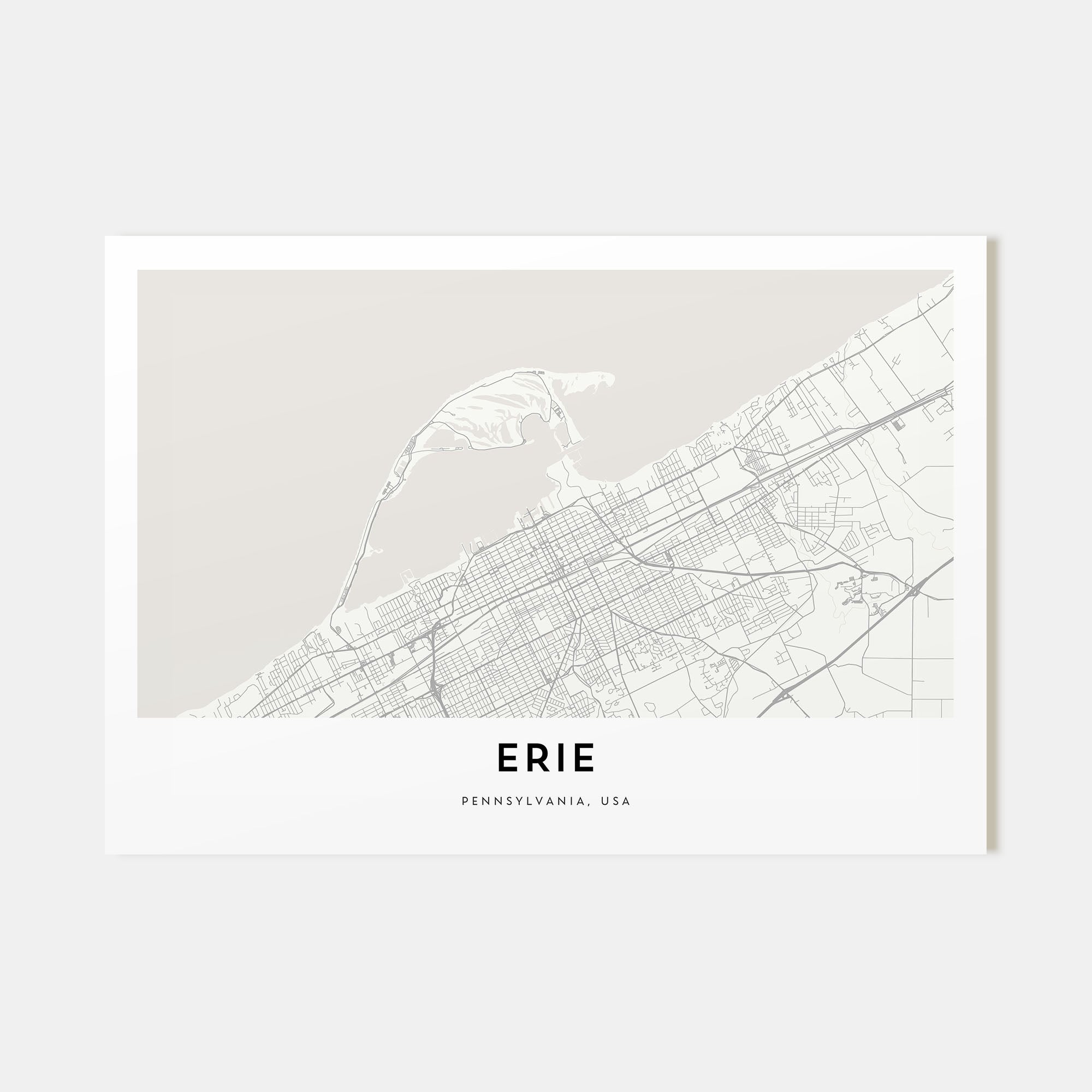 Erie Map Landscape Poster