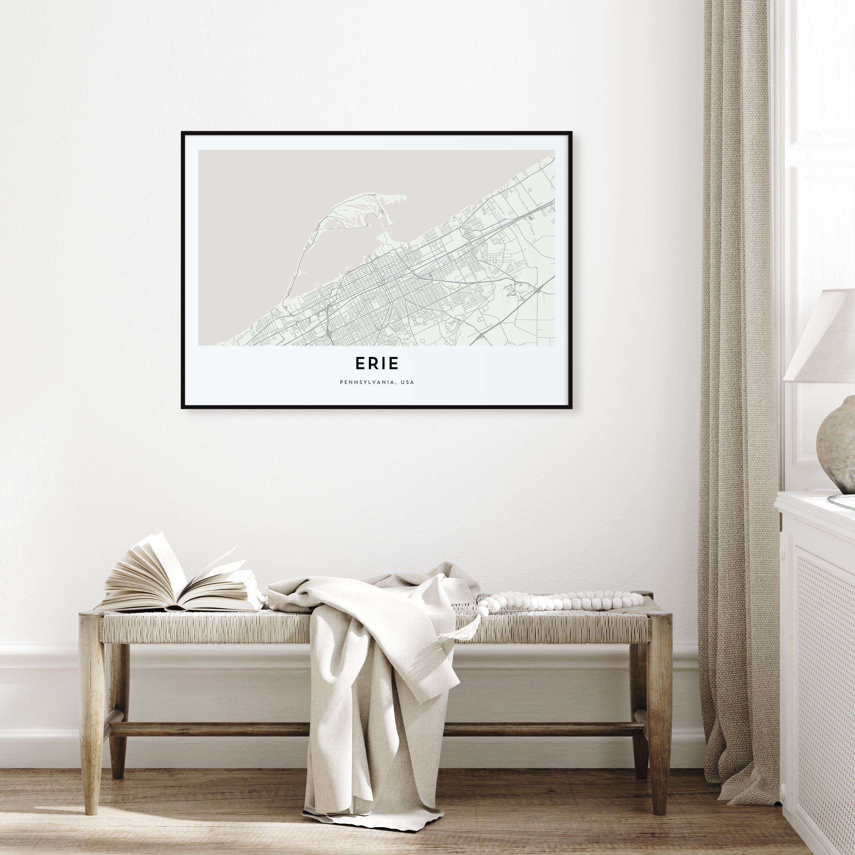 Erie Map Landscape Poster