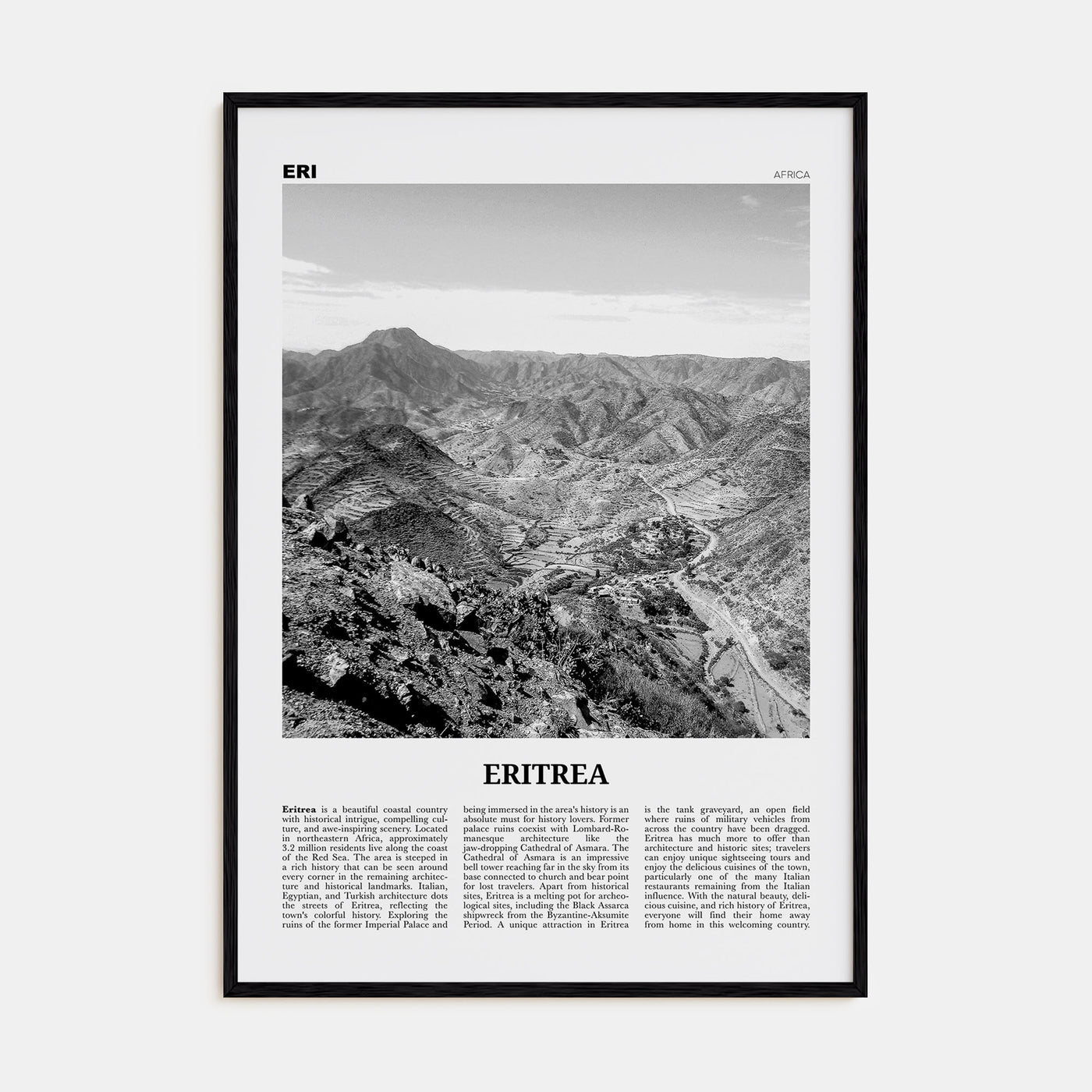 Eritrea Travel B&W Poster