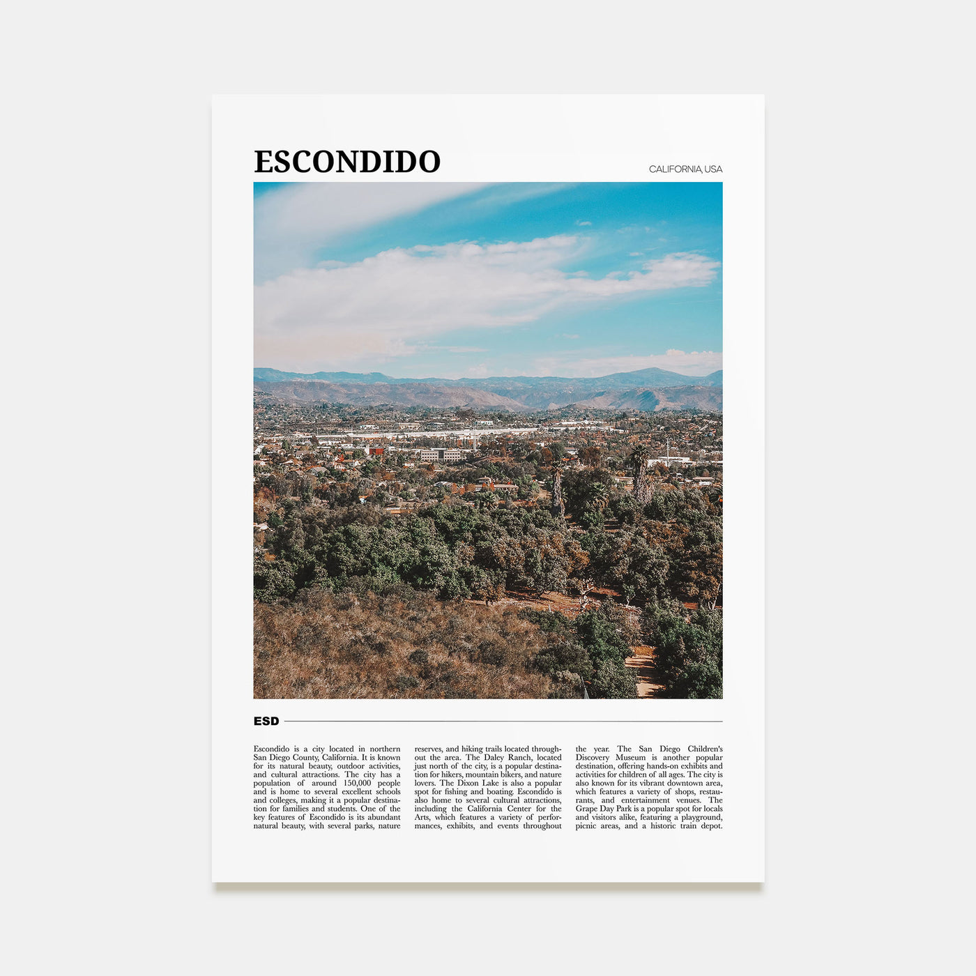 Escondido Travel Color Poster