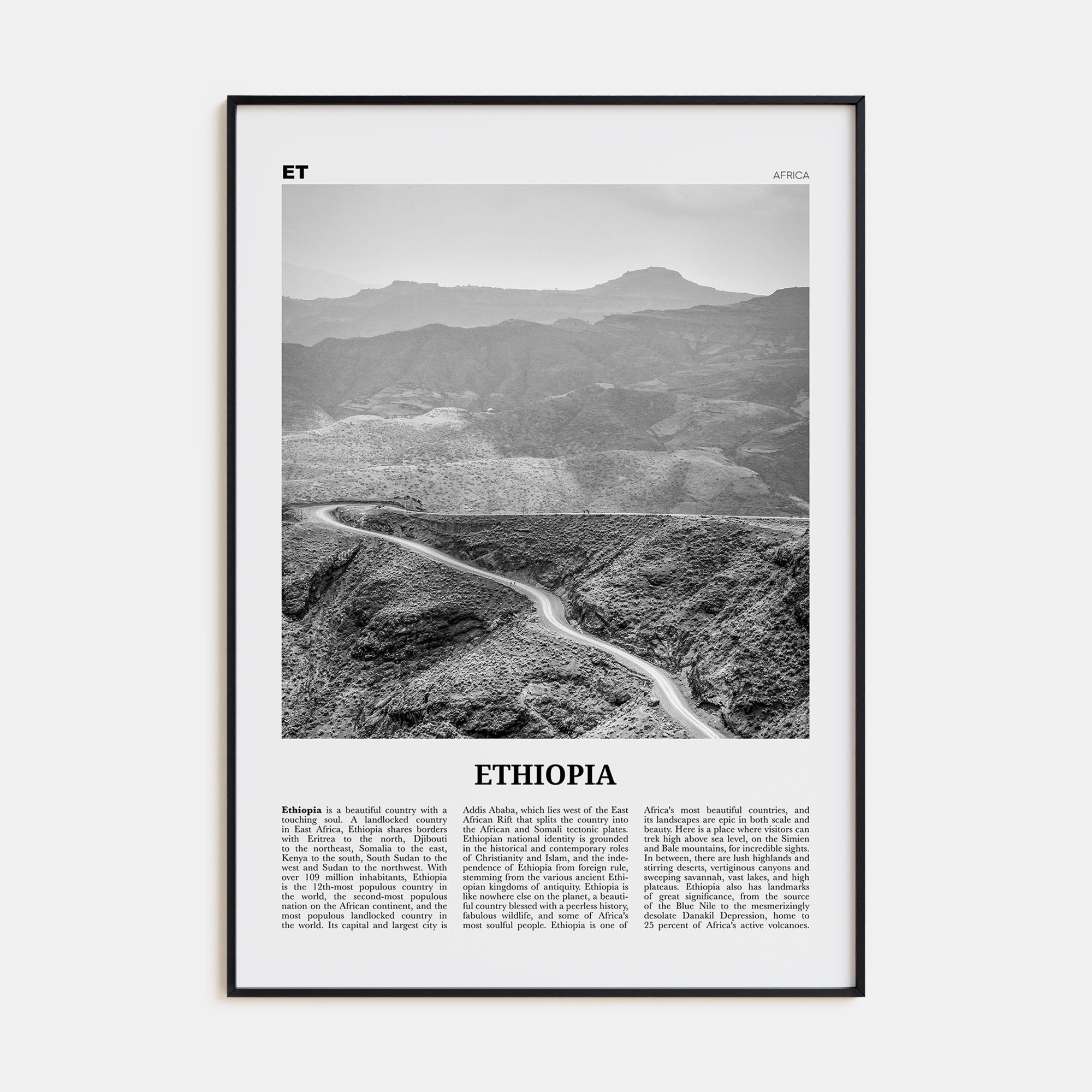 Ethiopia Travel B&W No 1 Poster
