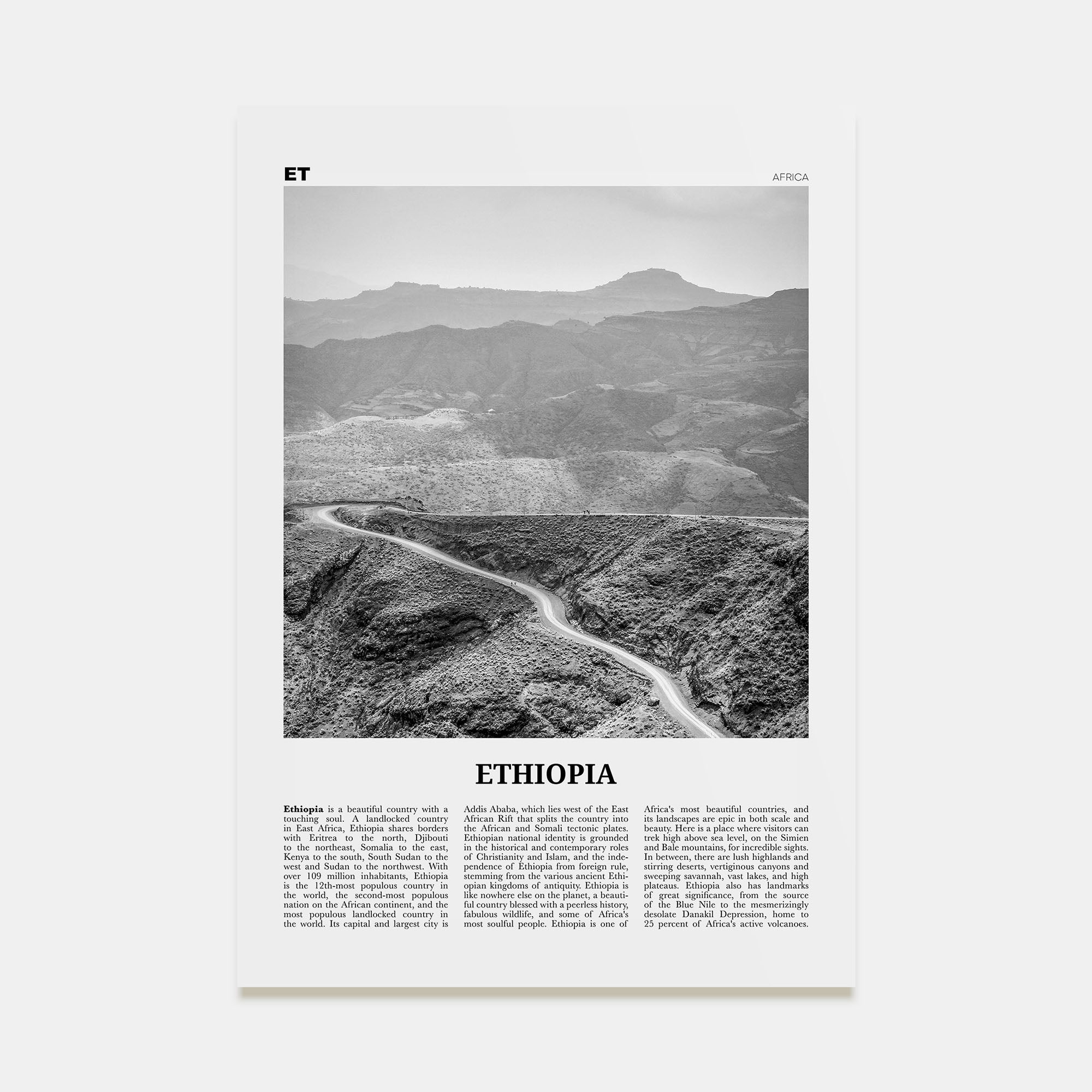 Ethiopia Travel B&W No 1 Poster