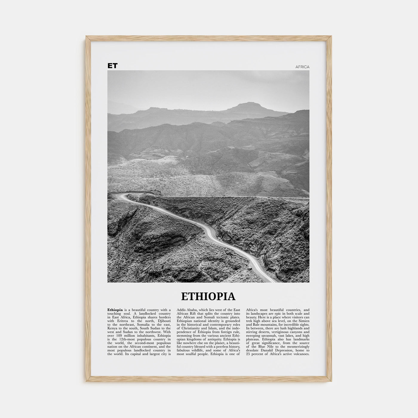 Ethiopia Travel B&W No 1 Poster