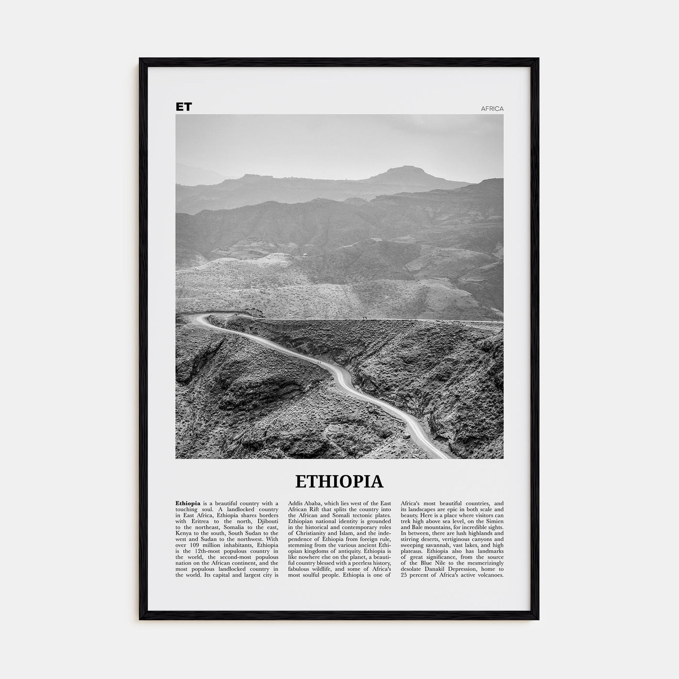 Ethiopia Travel B&W No 1 Poster