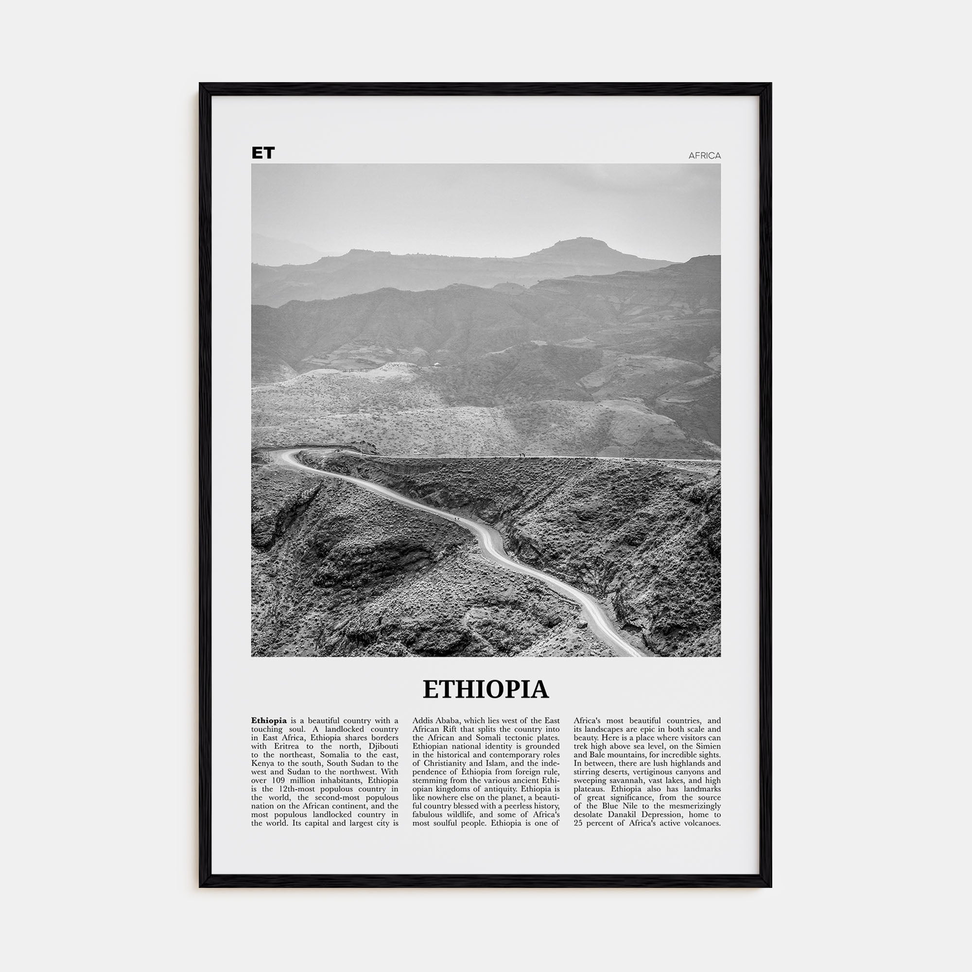 Ethiopia Travel B&W No 1 Poster