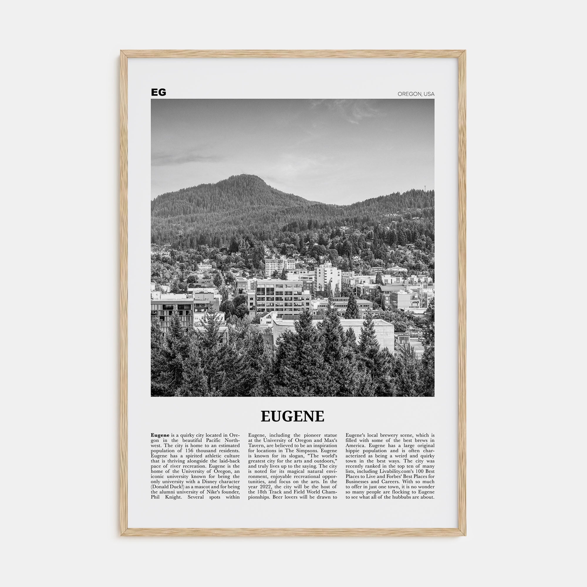 Eugene Travel B&W Poster