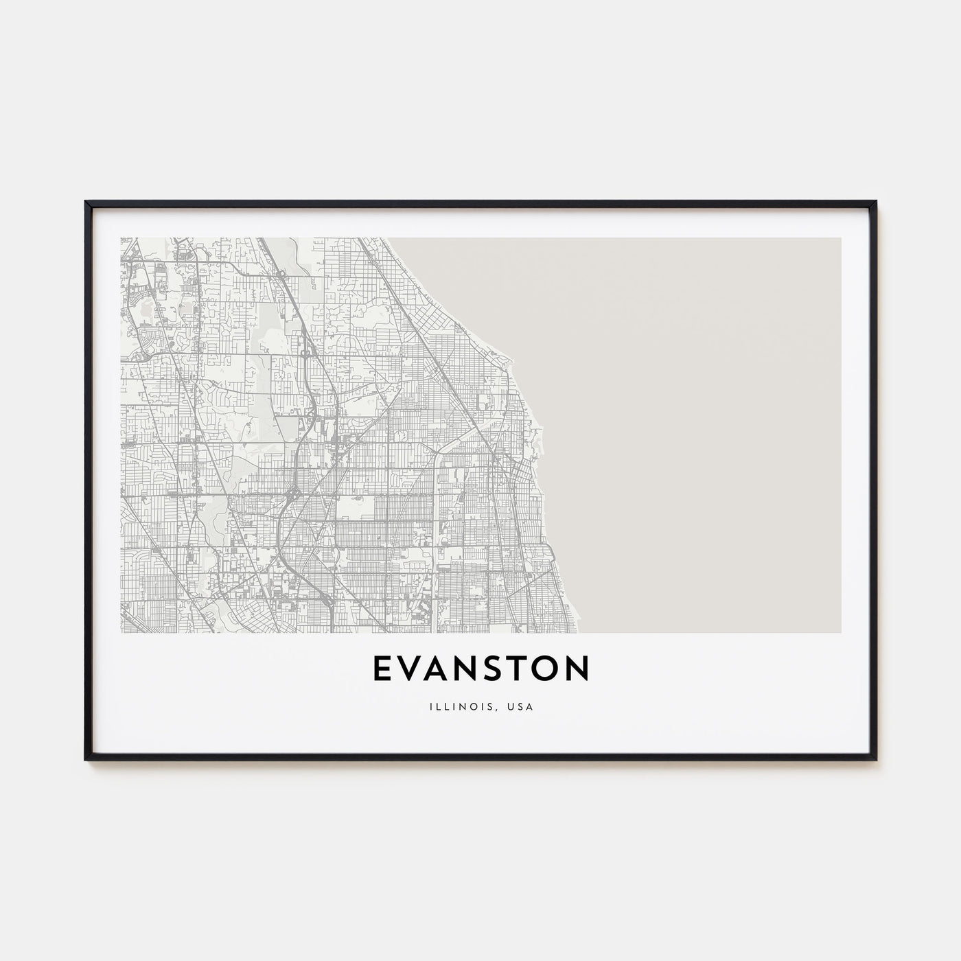 Evanston Map Landscape Poster
