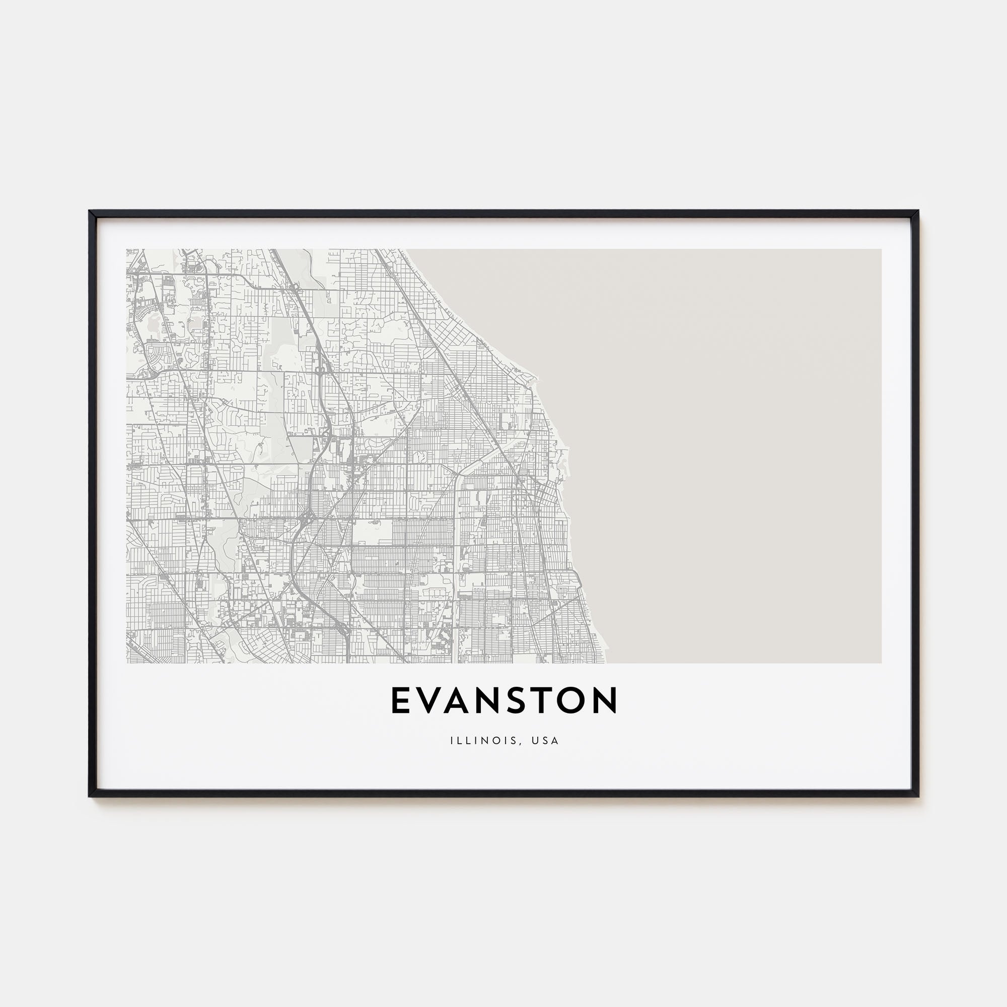 Evanston Map Landscape Poster