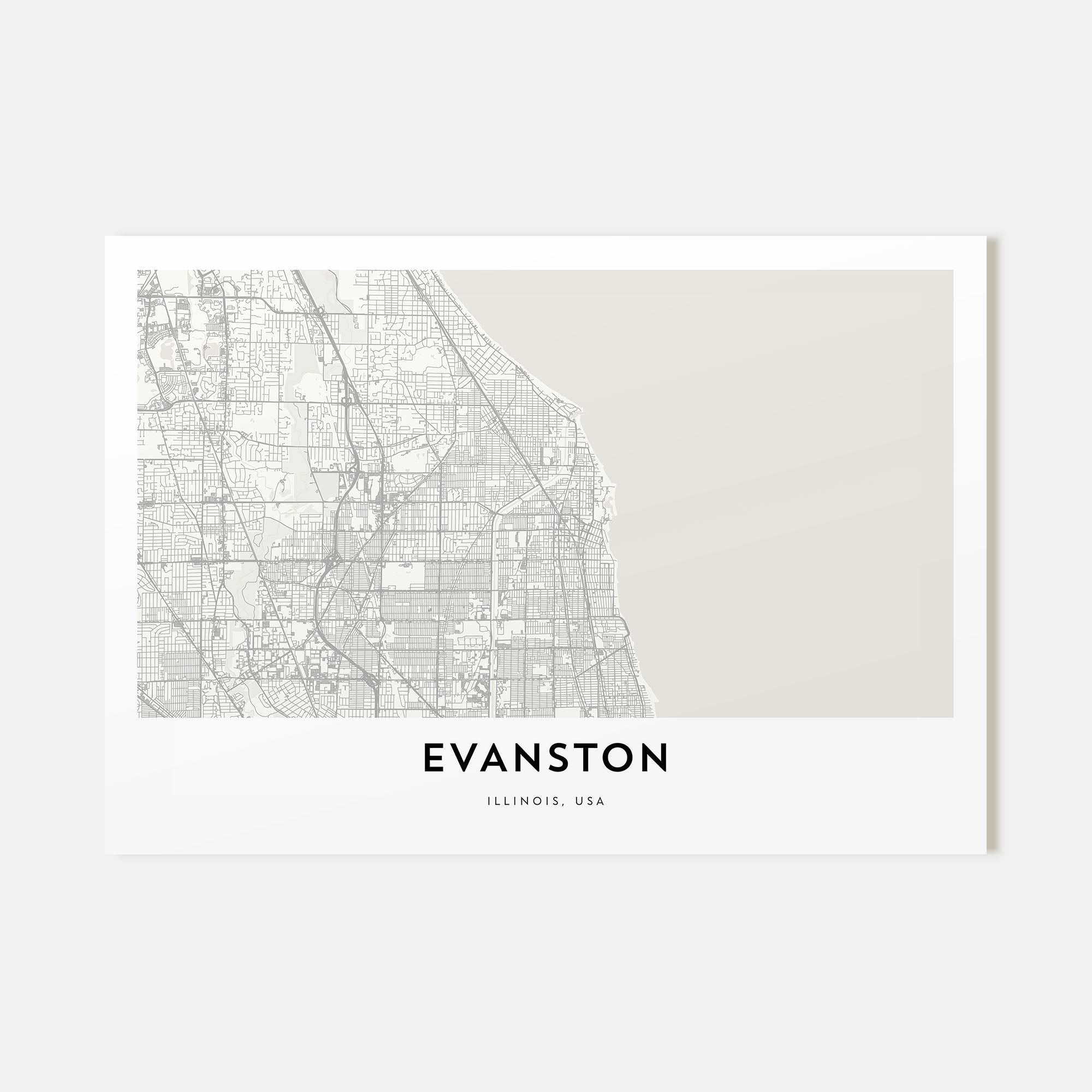 Evanston Map Landscape Poster