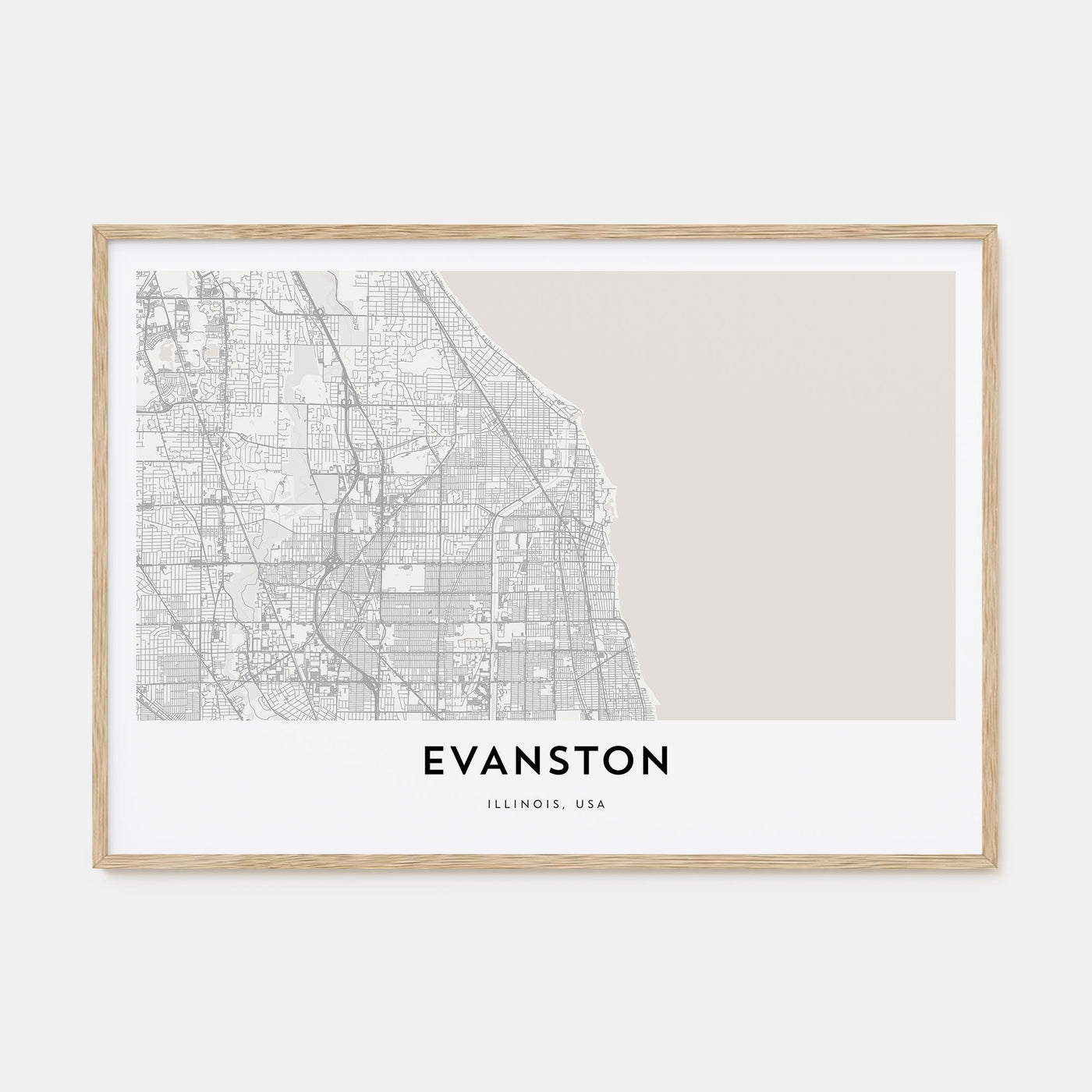 Evanston Map Landscape Poster