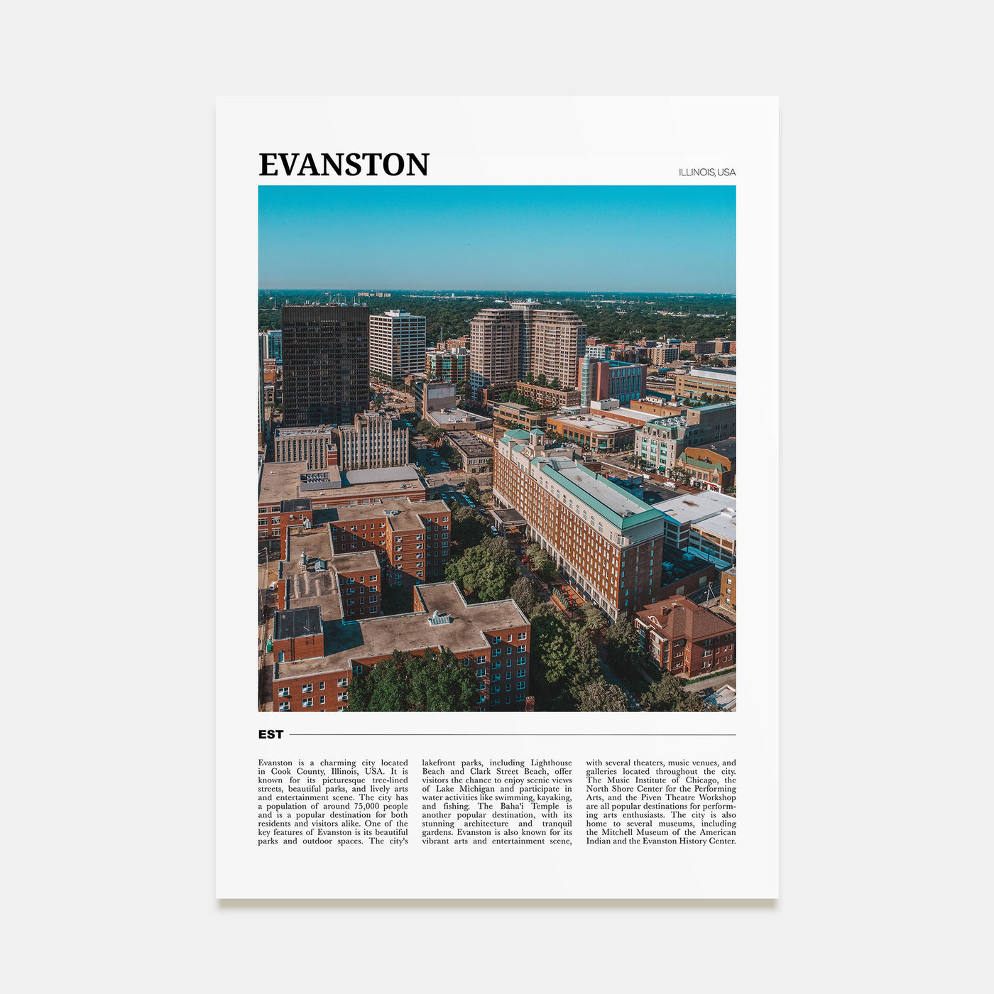 Evanston Travel Color Poster