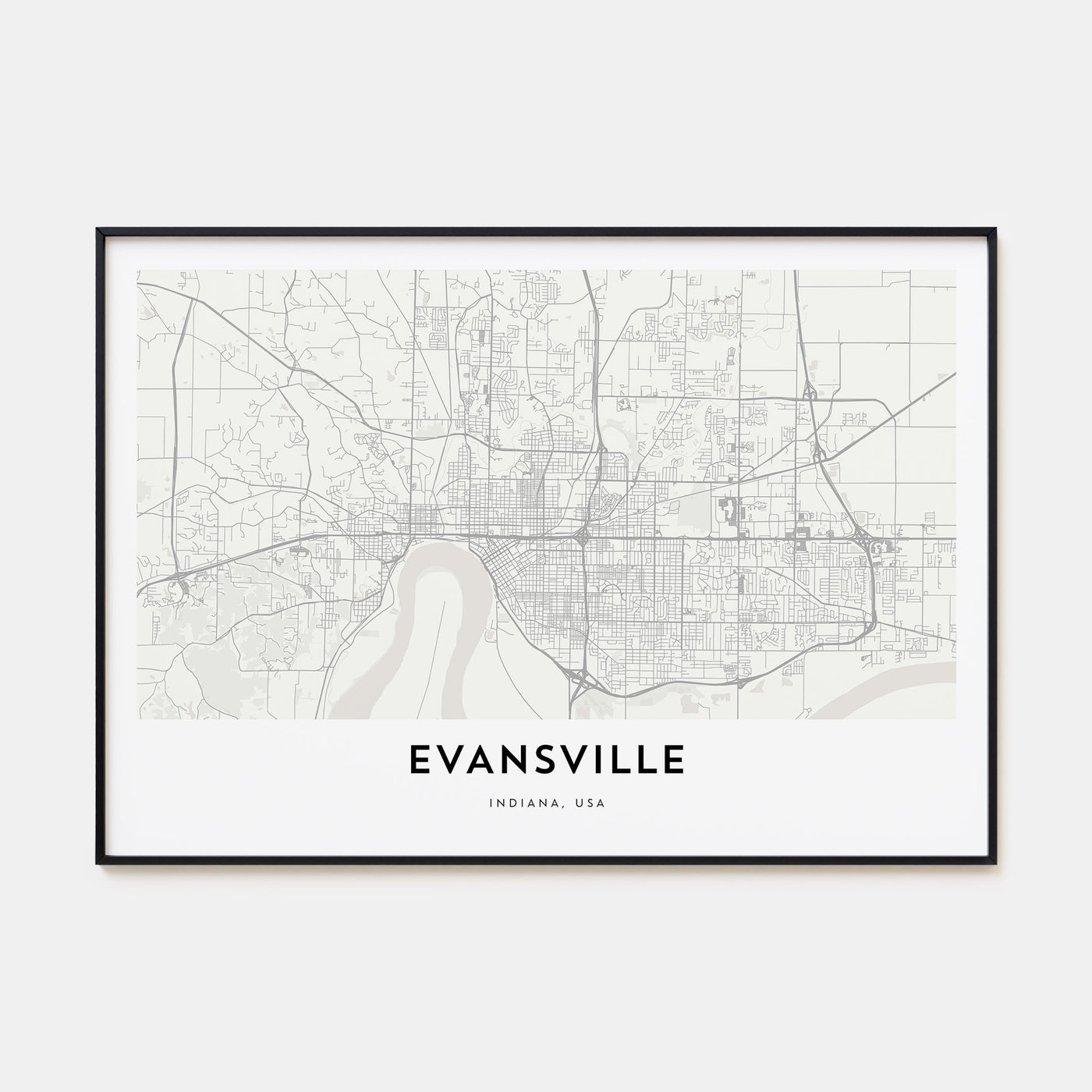 Evansville Map Landscape Poster