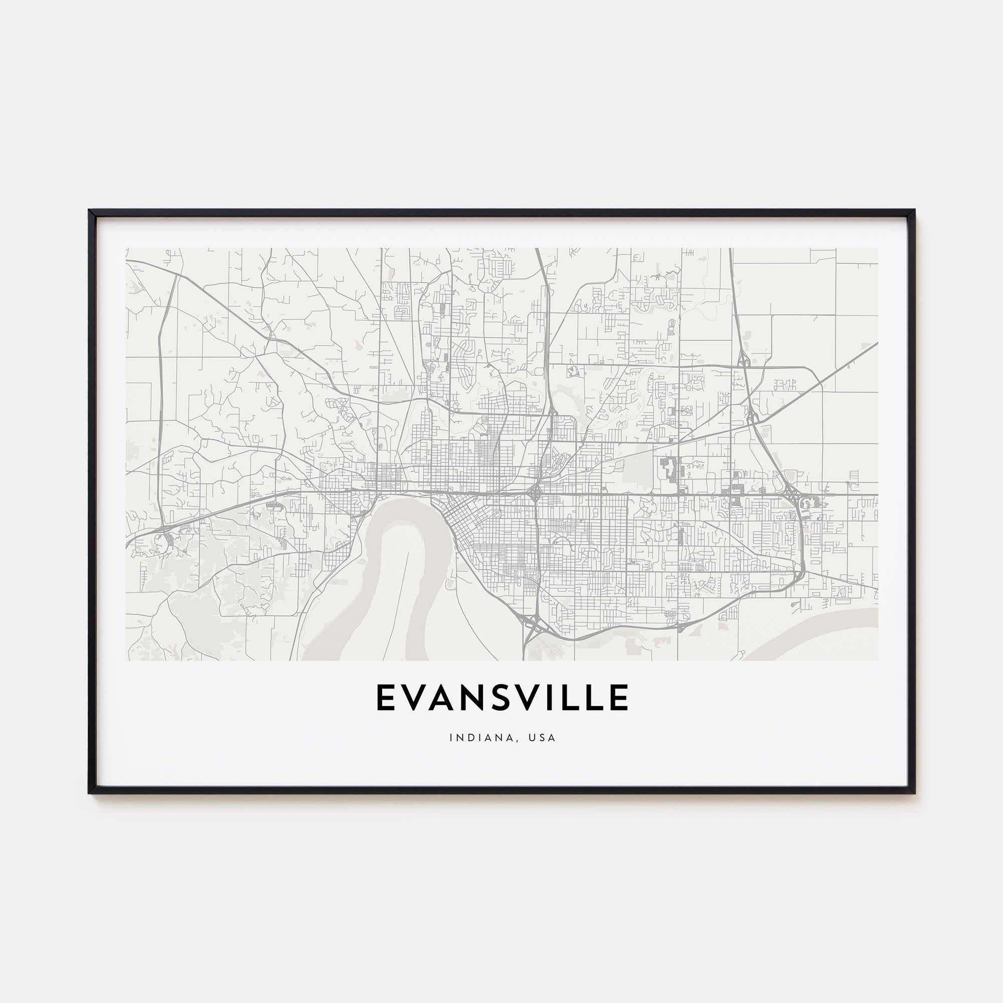 Evansville Map Landscape Poster