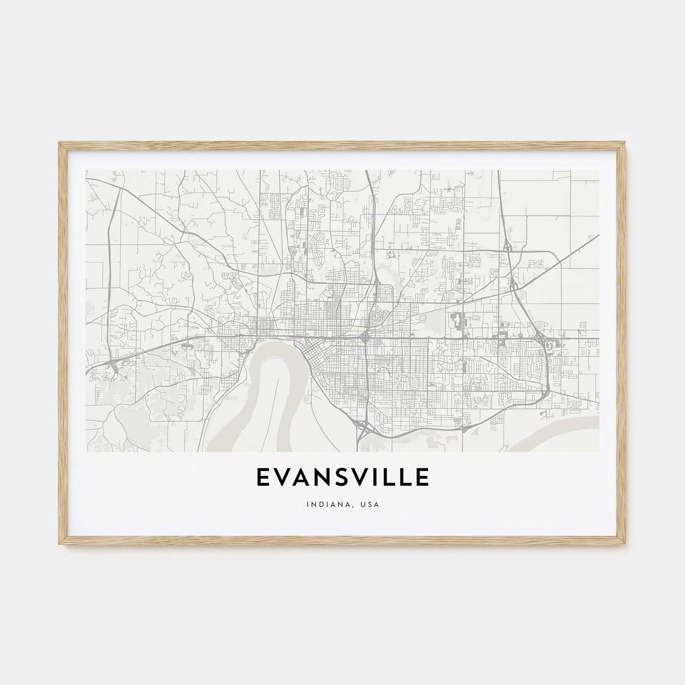 Evansville Map Landscape Poster