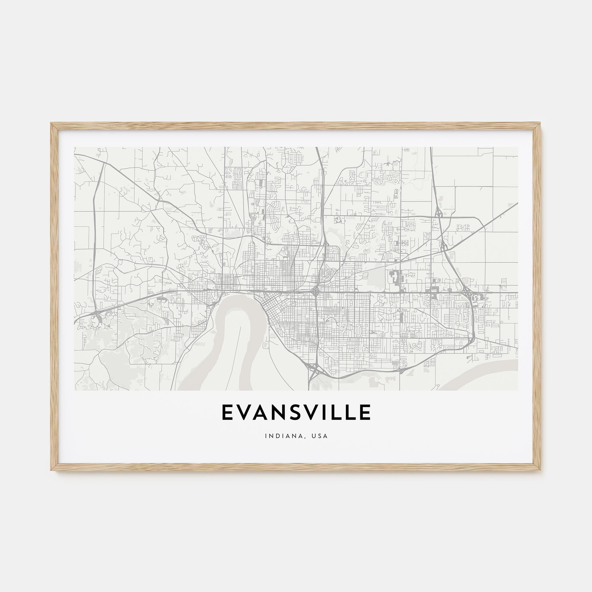 Evansville Map Landscape Poster