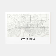 Evansville Map Landscape Poster