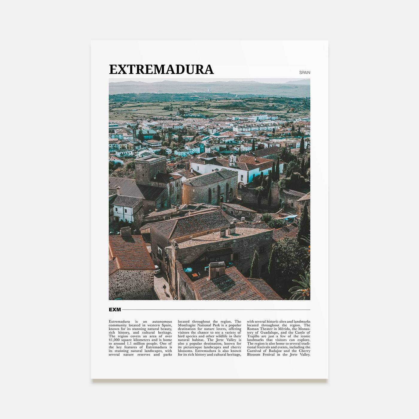Extremadura Travel Color Poster