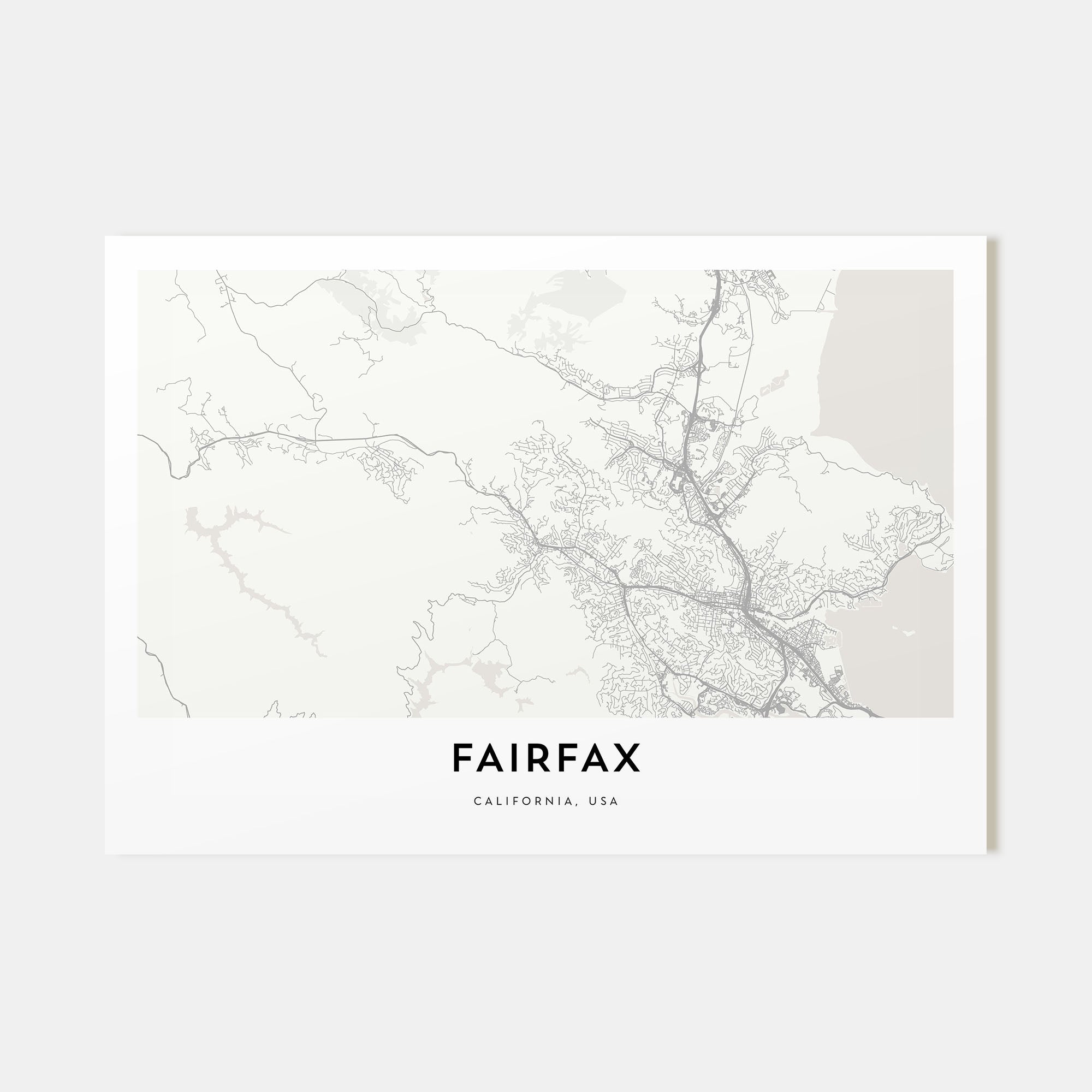 Fairfax, California Map Landscape Poster