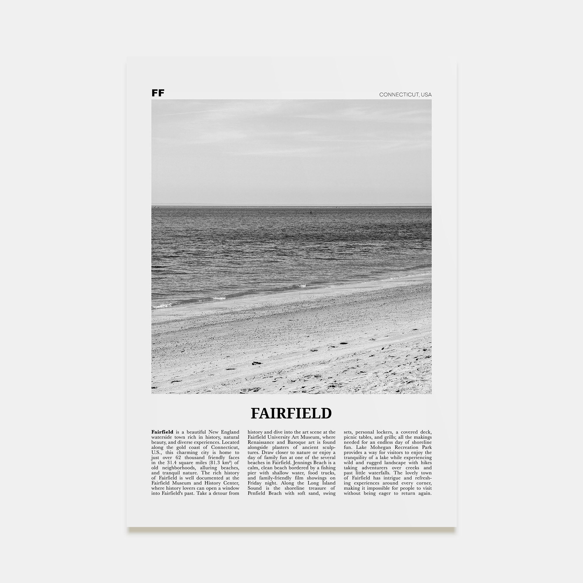 Fairfield Travel B&W Poster