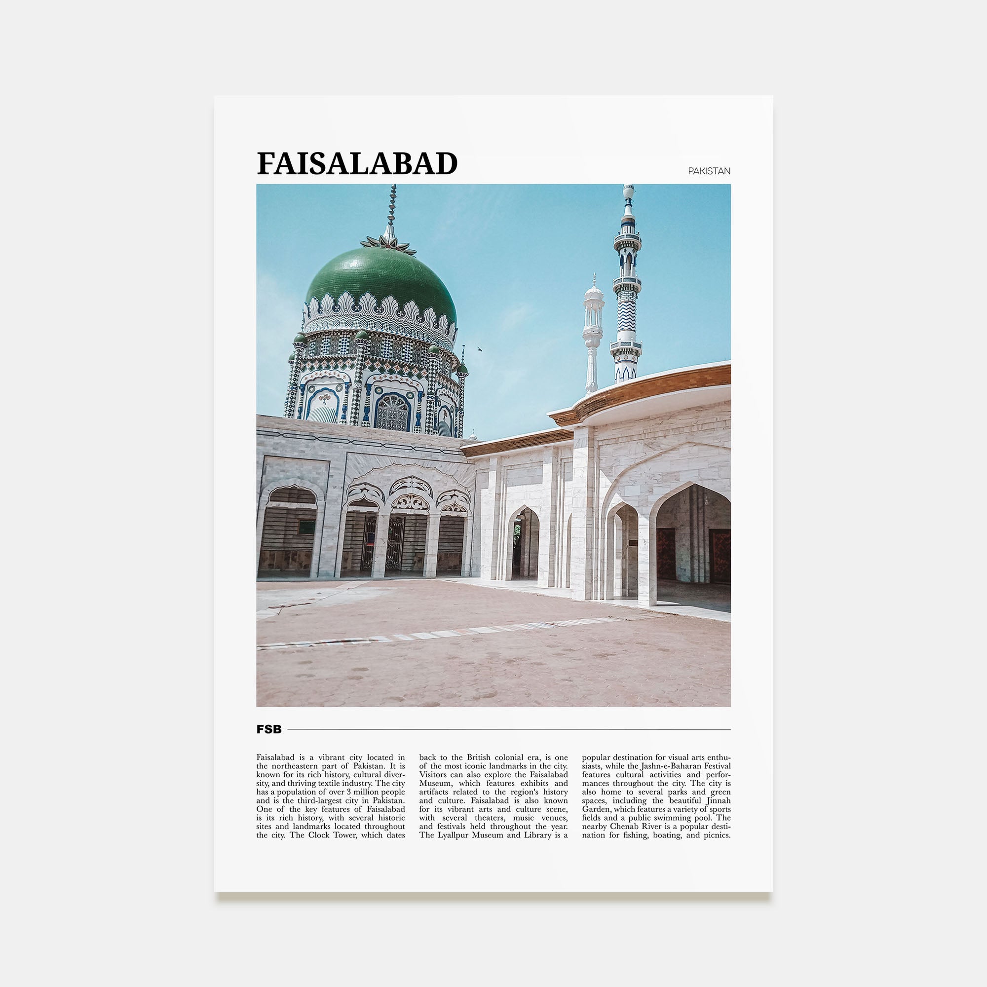 Faisalabad Travel Color Poster