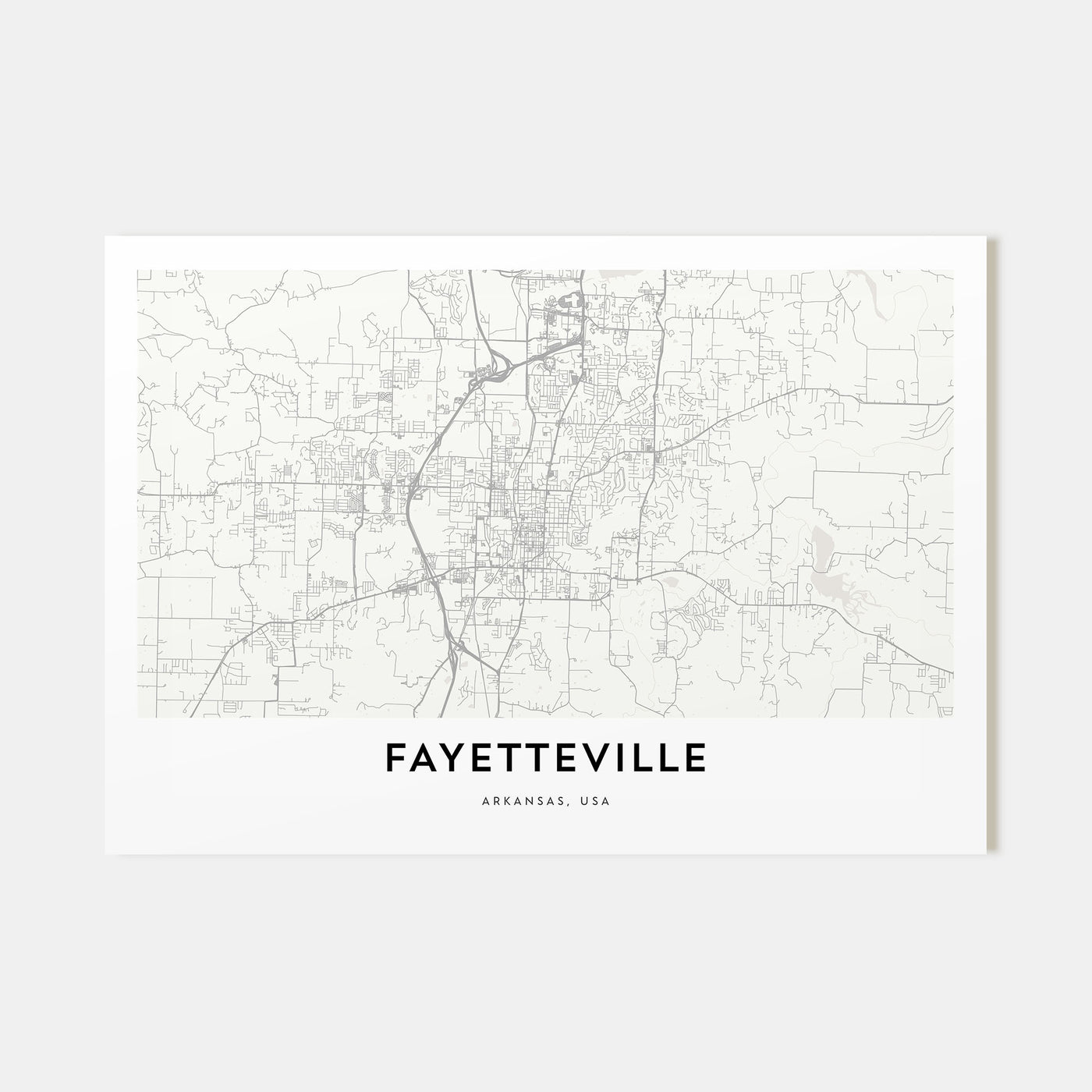 Fayetteville, Arkansas Map Landscape Poster