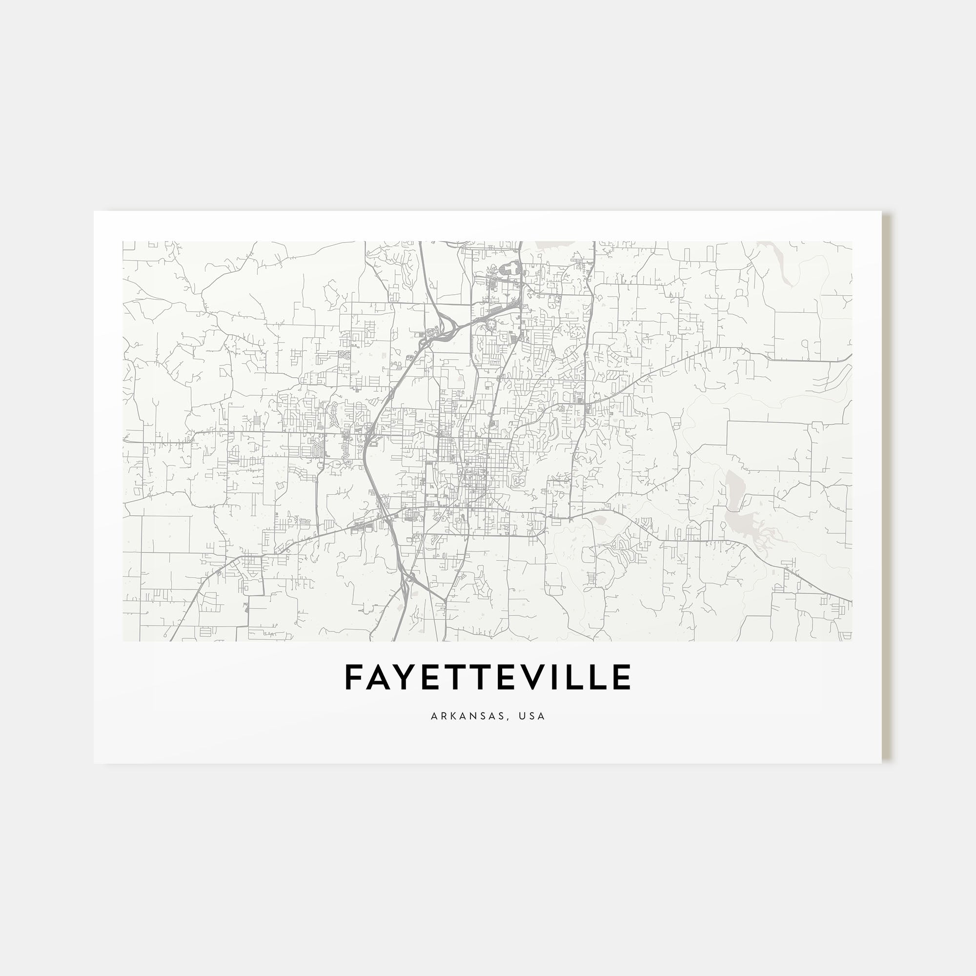 Fayetteville, Arkansas Map Landscape Poster