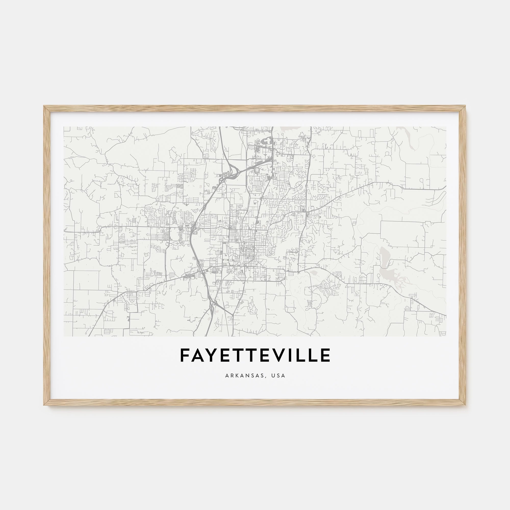 Fayetteville, Arkansas Map Landscape Poster