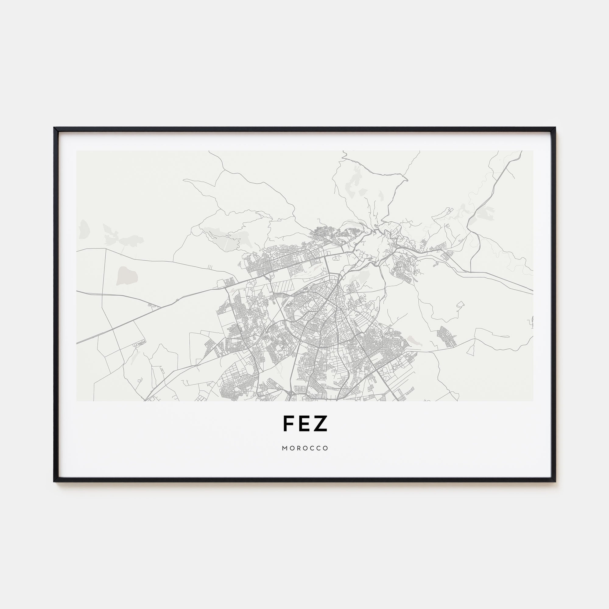 Fez Map Landscape Poster