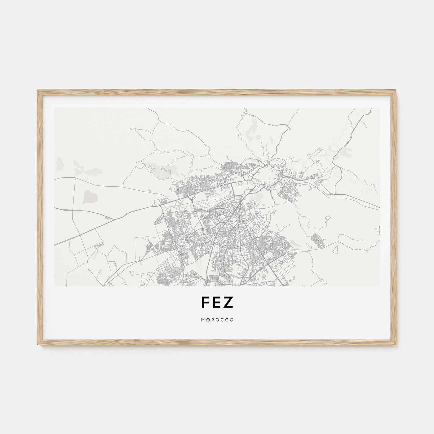 Fez Map Landscape Poster