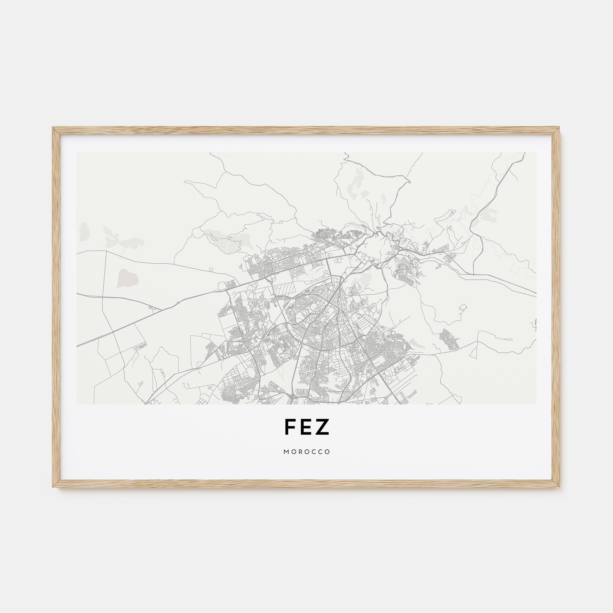 Fez Map Landscape Poster