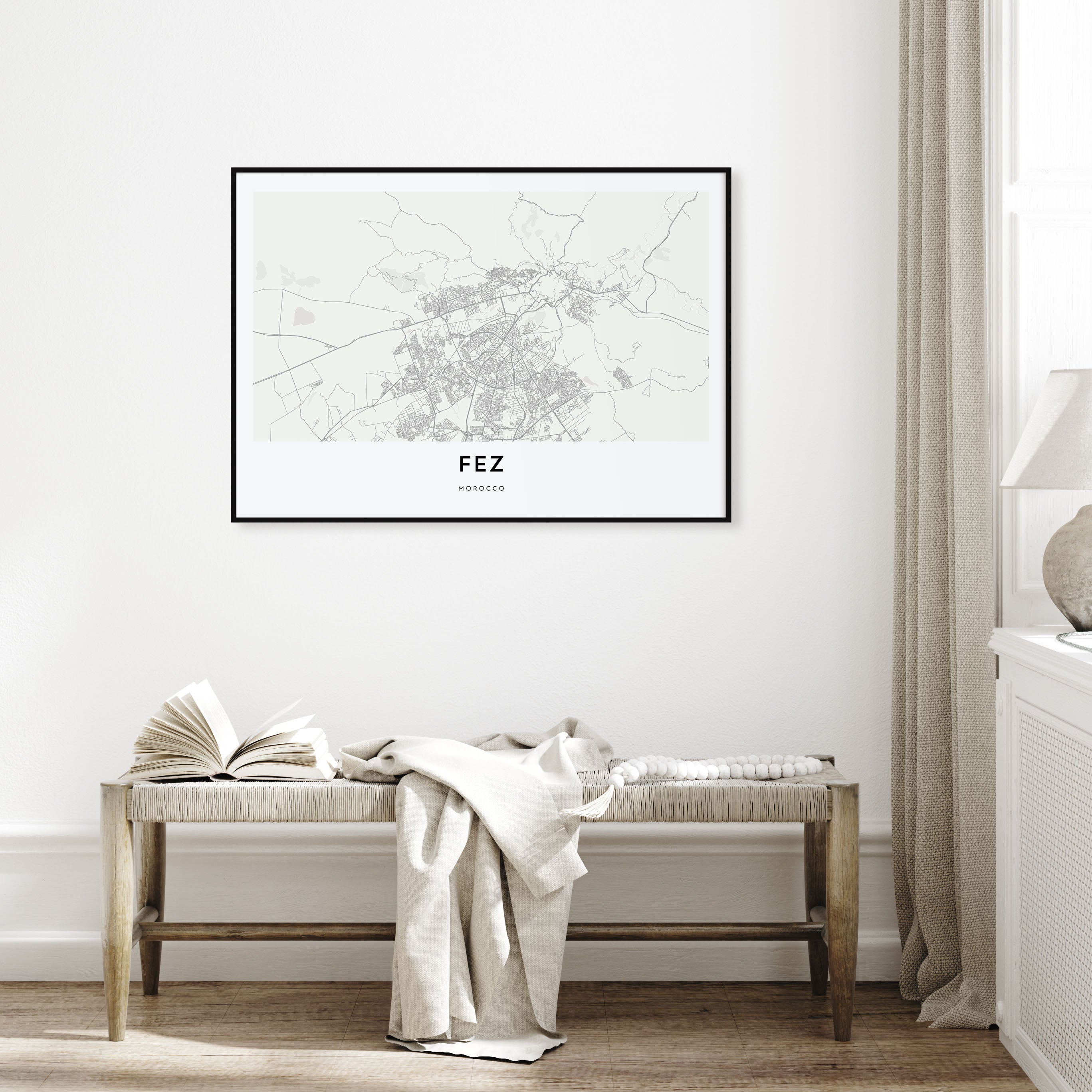 Fez Map Landscape Poster