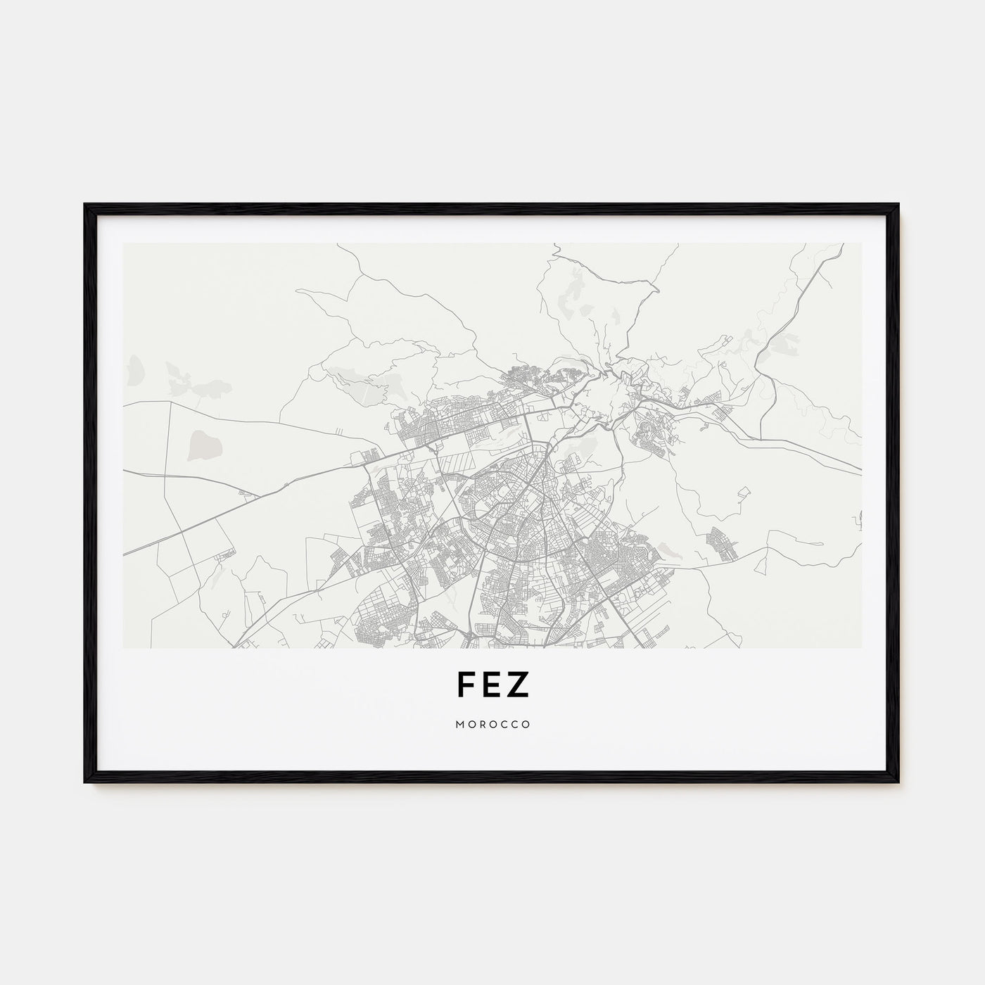 Fez Map Landscape Poster
