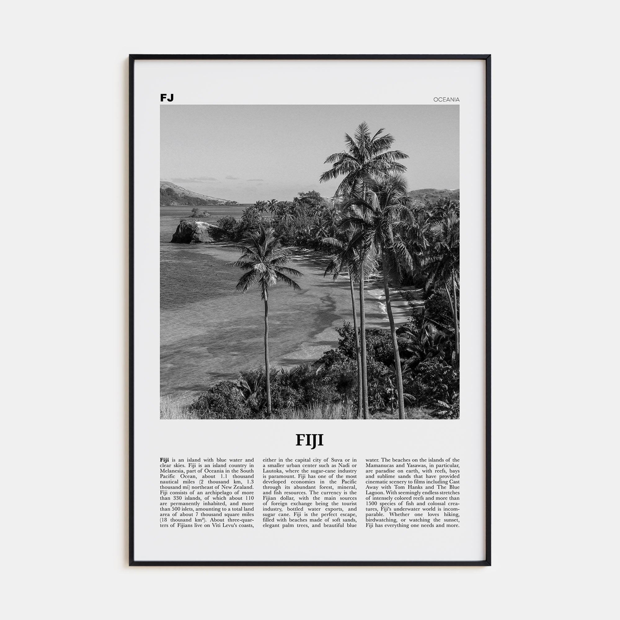 Fiji Travel B&W No 1 Poster