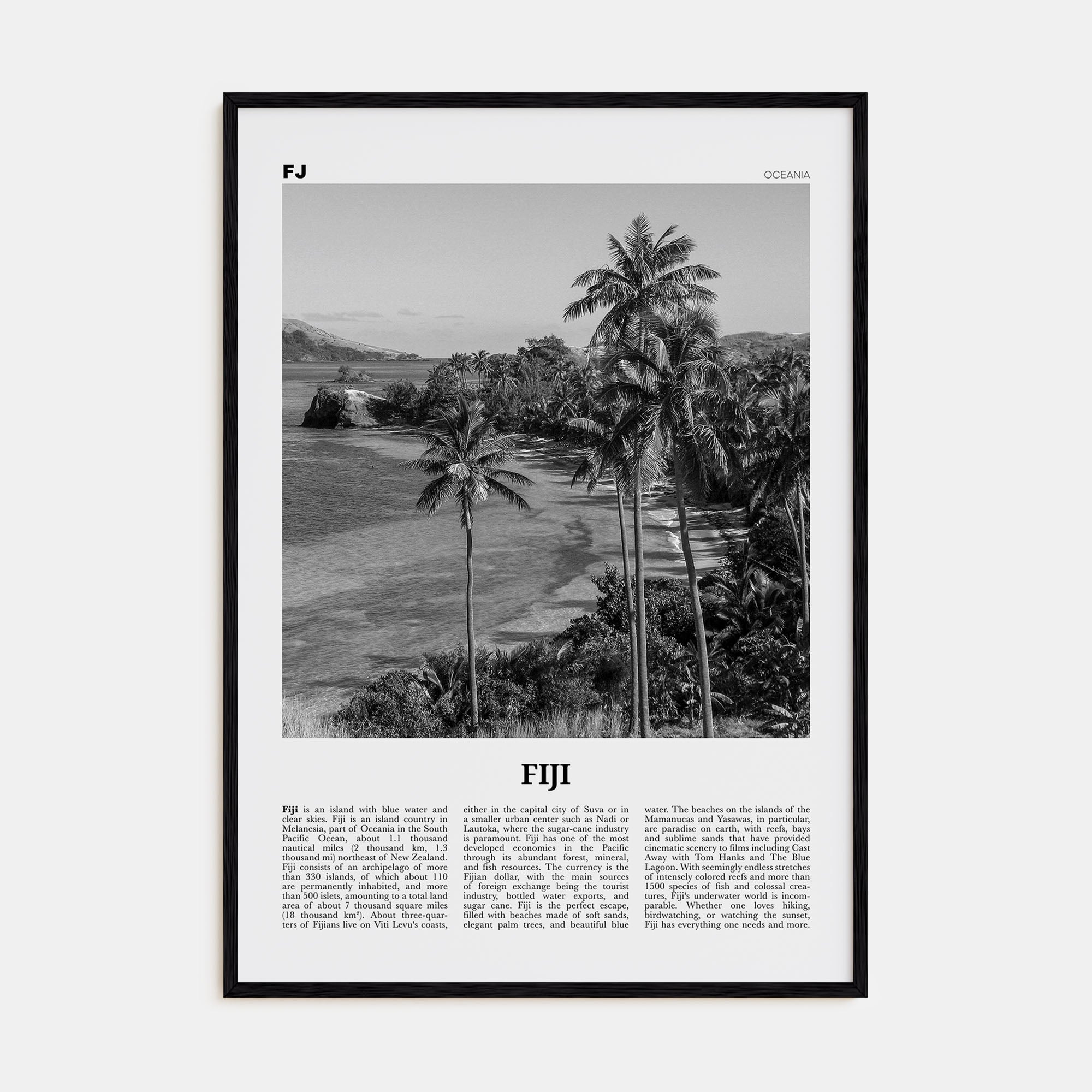 Fiji Travel B&W No 1 Poster