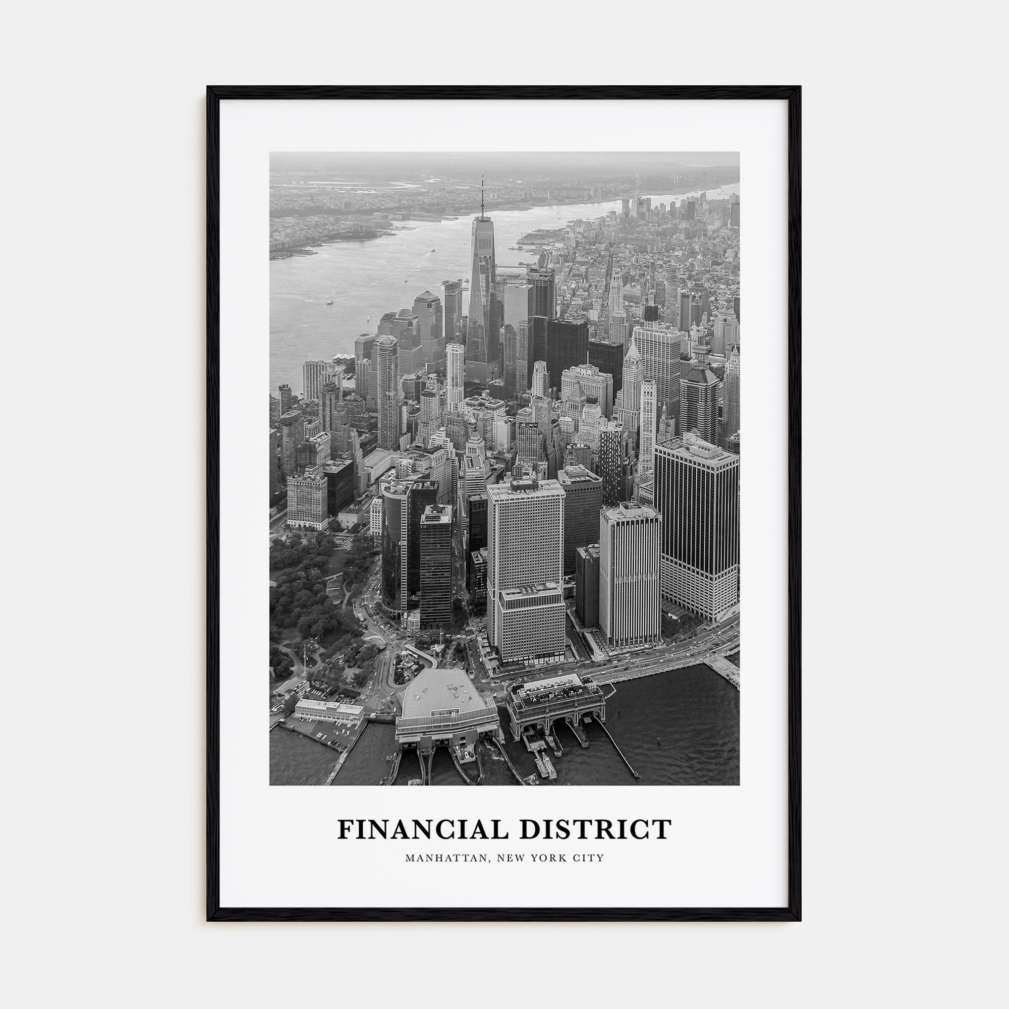 Financial District, New York City Portrait B&W Poster