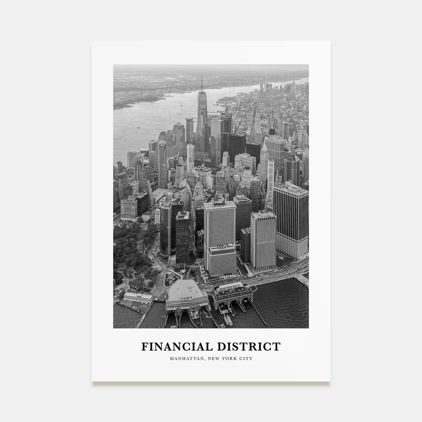 Financial District, New York City Portrait B&W Poster
