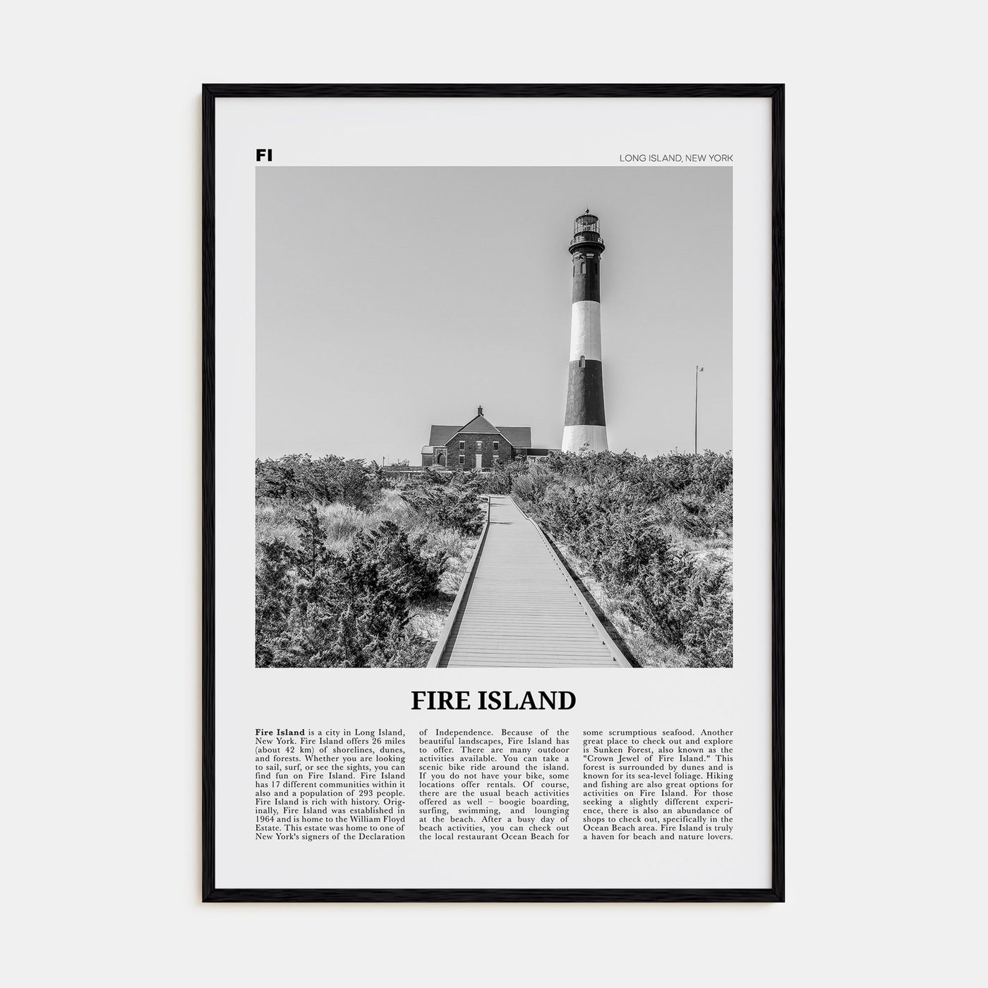 Fire Island Travel B&W Poster