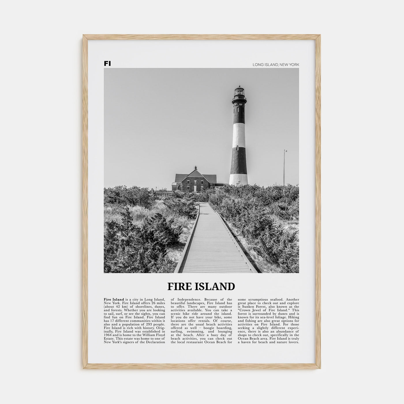Fire Island Travel B&W Poster