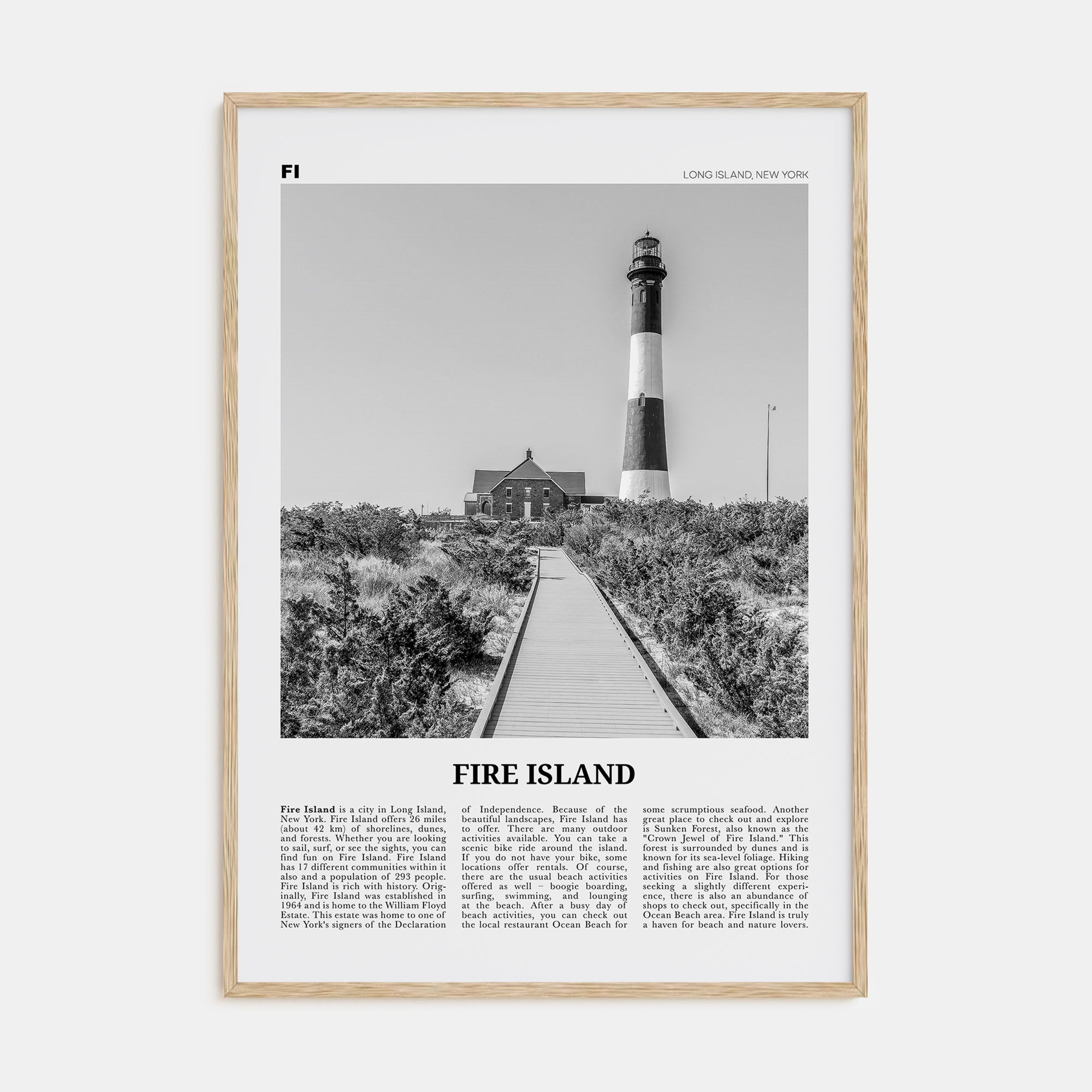 Fire Island Travel B&W Poster