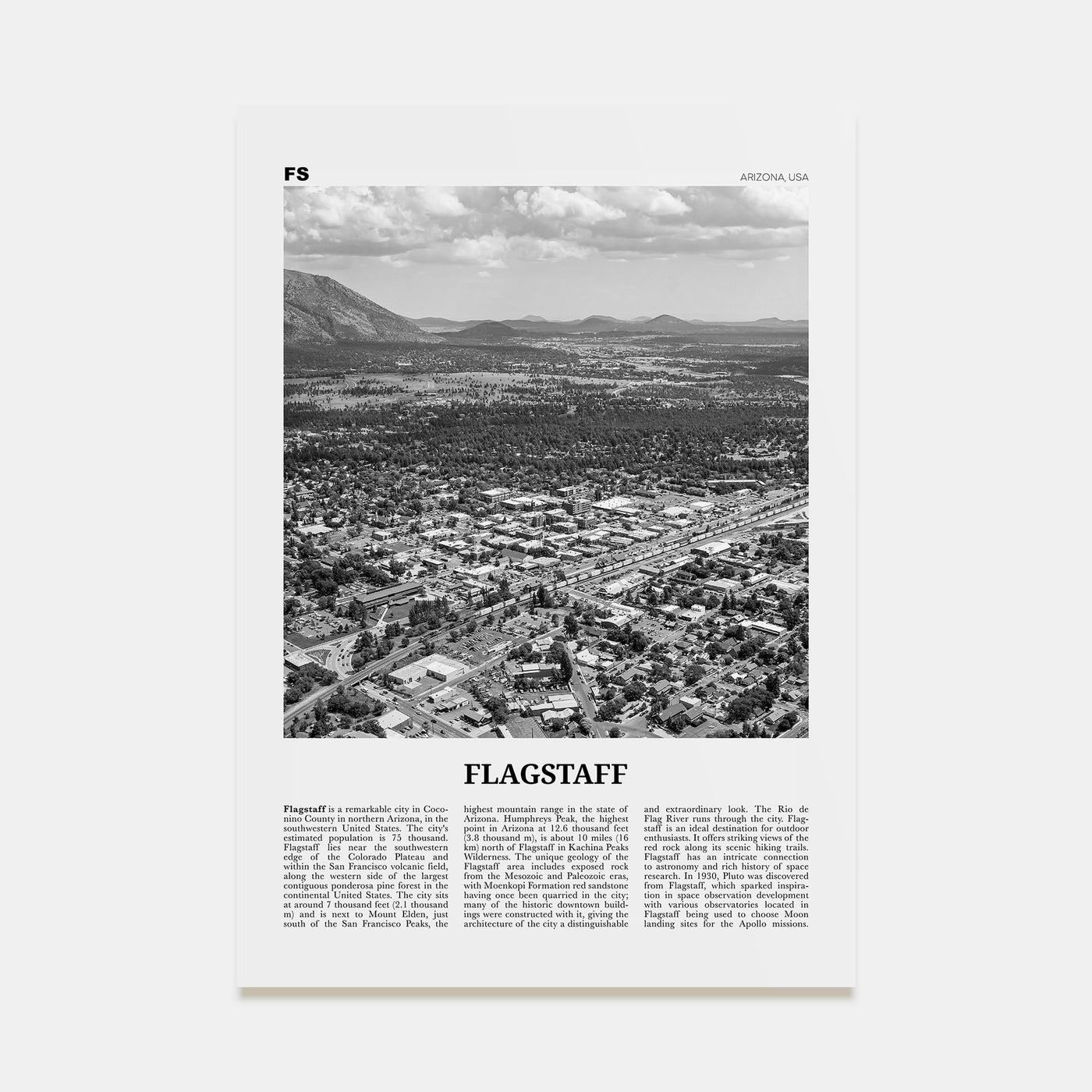 Flagstaff Travel B&W Poster